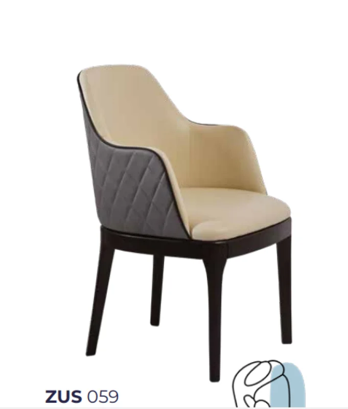 Sandalye 19796 Zus 059 Kolçak Model Gri-Bej Jaguar-Suni Deri Kuma