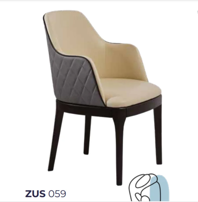Sandalye 19796 Zus 059 Kolçak Model Gri-Bej Jaguar-Suni Deri Kuma