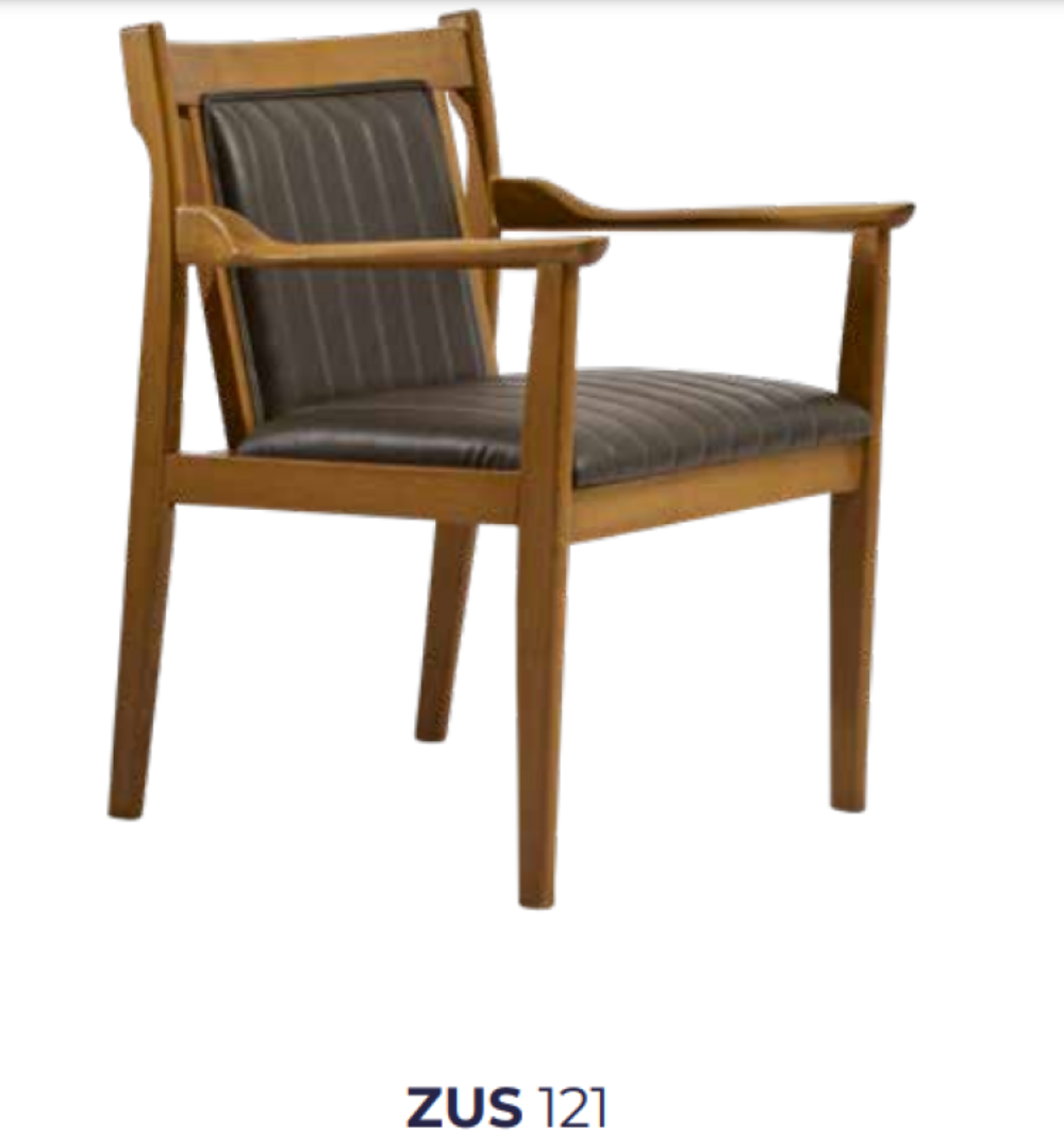 Sandalye 19857 Zus 2026 Kolçaklı Kayın Ayak Dilimli Suni Deri Döş