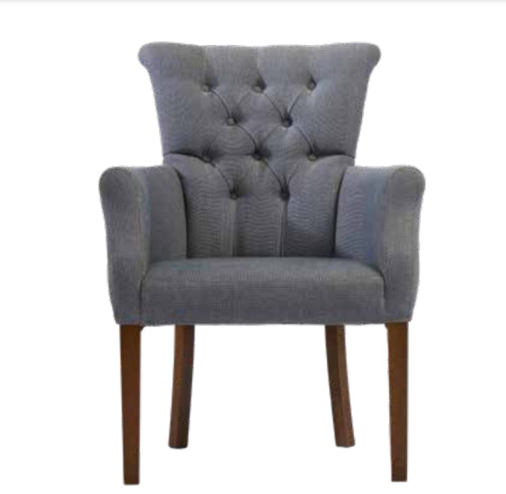 Sandalye 198760 Zus2266 Berjer Kayın Retro Ayak Mavi Nubuk Kumaş 