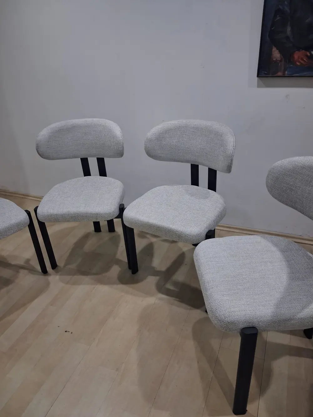 Sandalye 90604 Eliza Model Metal Siyah Ayak 4Ad keten kumaş Ortop