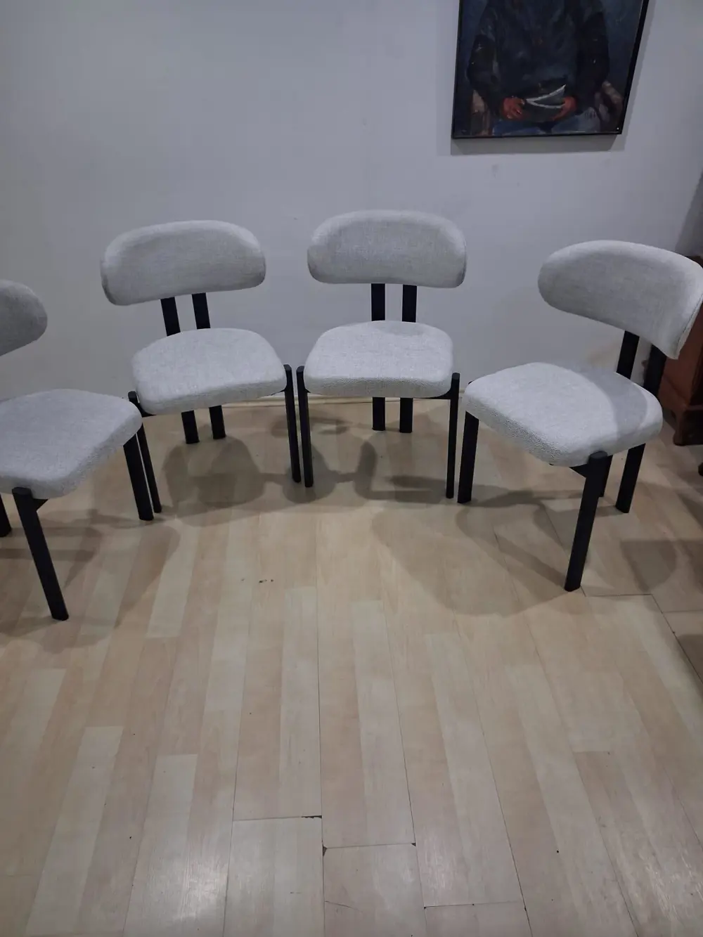 Sandalye 90604 Eliza Model Metal Siyah Ayak 4Ad keten kumaş Ortop