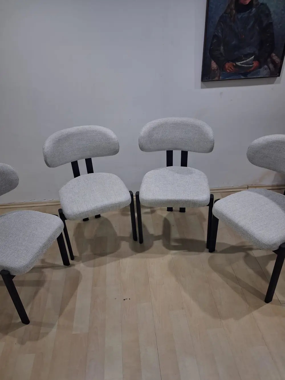 Sandalye 90604 Eliza Model Metal Siyah Ayak 4Ad keten kumaş Ortop