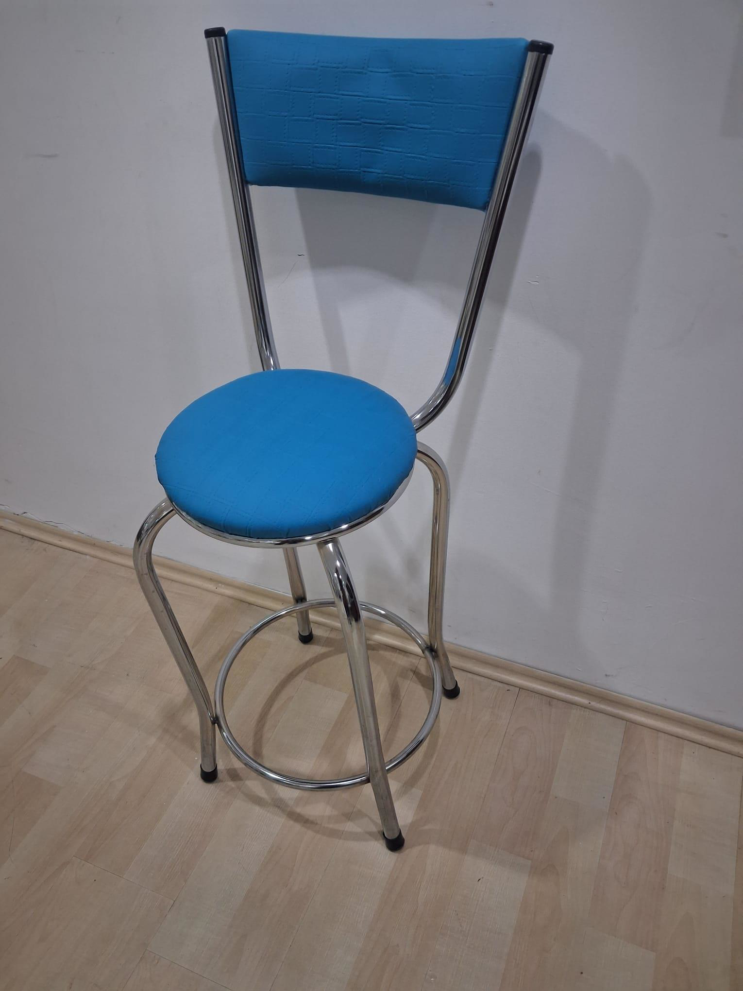 Sandalye 90677 Yüksek Bar TabureTurkuaz 1 Adet Metal Çelik Nikela