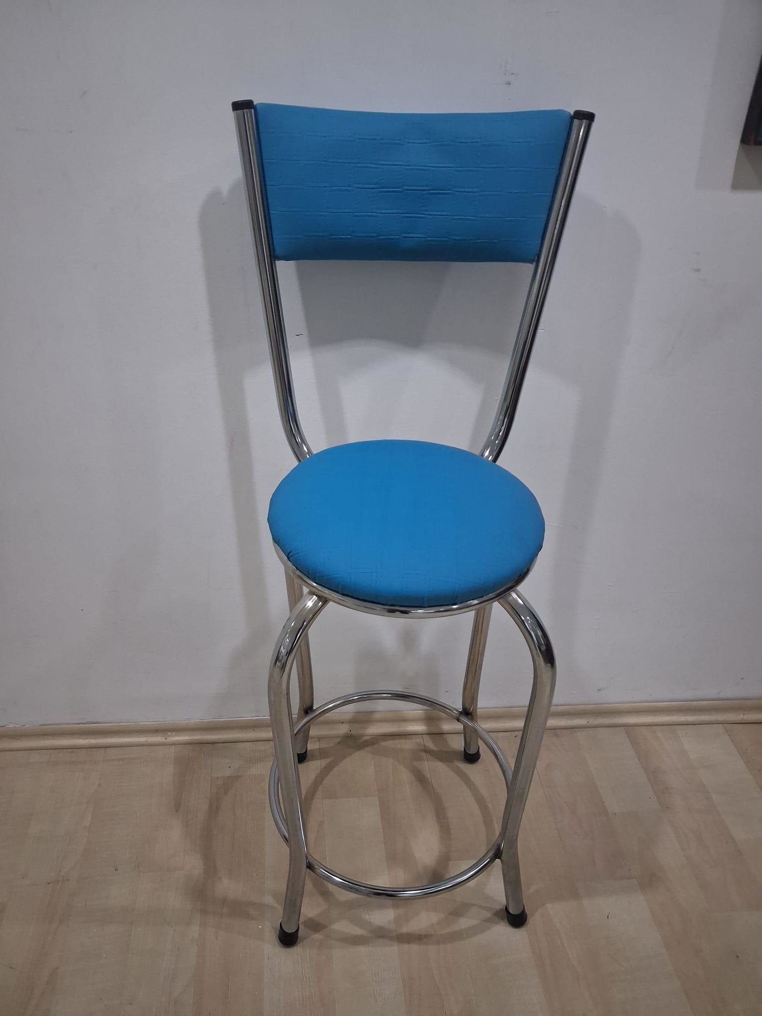 Sandalye 90677 Yüksek Bar TabureTurkuaz 1 Adet Metal Çelik Nikela