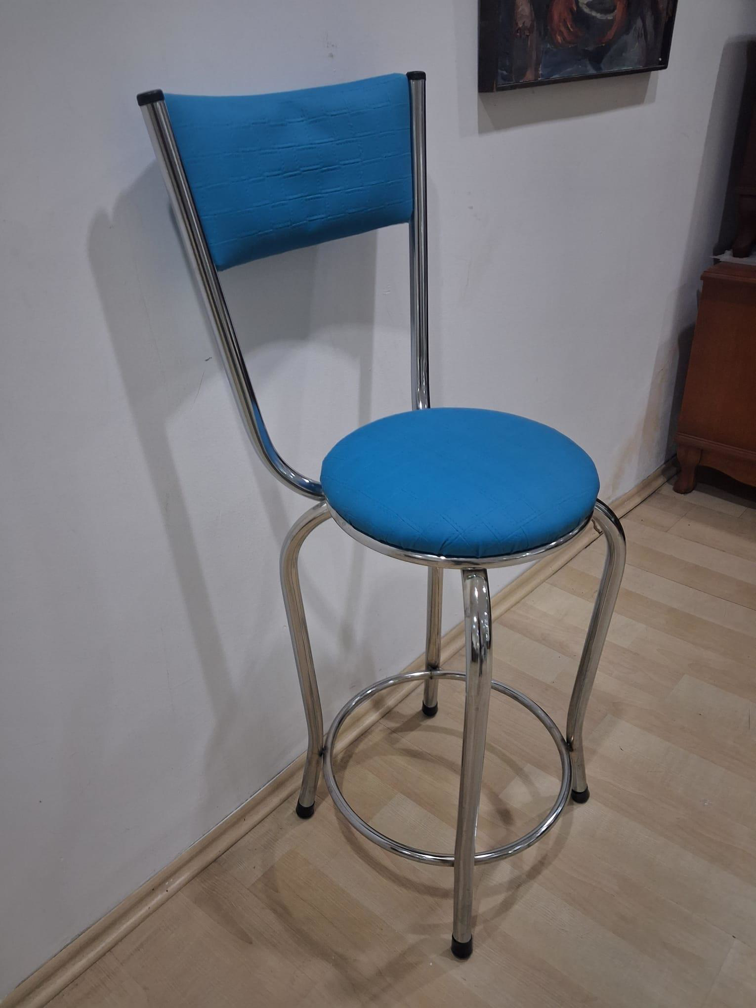 Sandalye 90677 Yüksek Bar TabureTurkuaz 1 Adet Metal Çelik Nikela