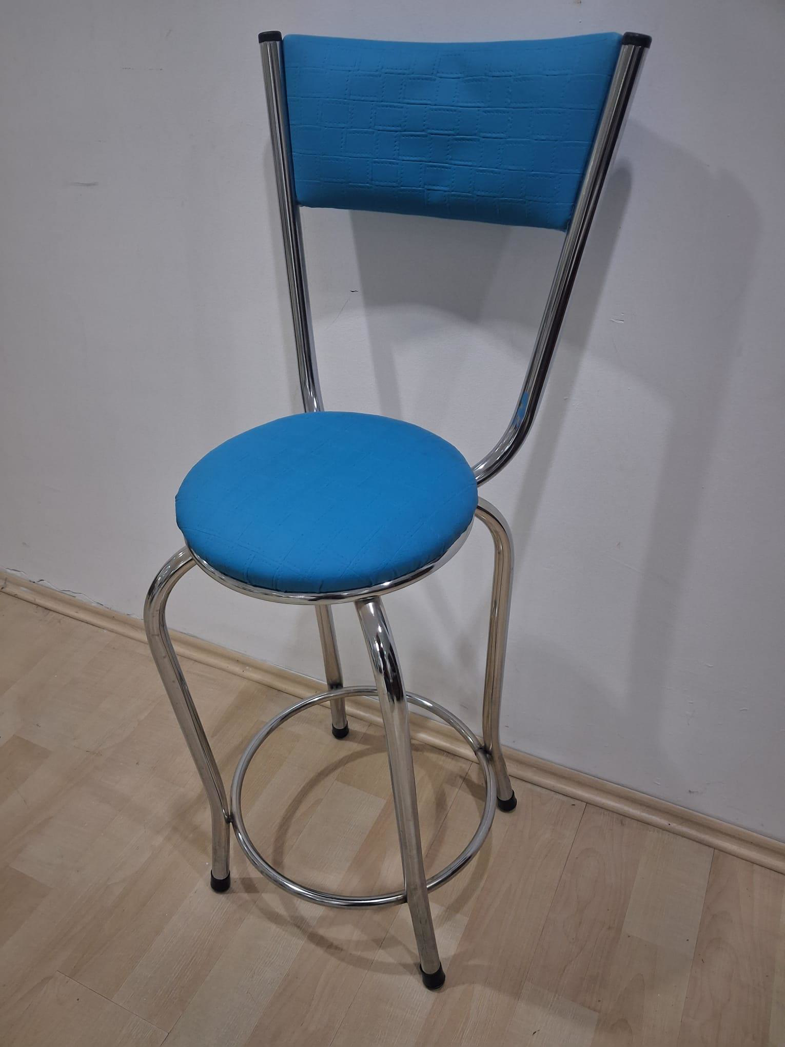 Sandalye 90677 Yüksek Bar TabureTurkuaz 1 Adet Metal Çelik Nikela