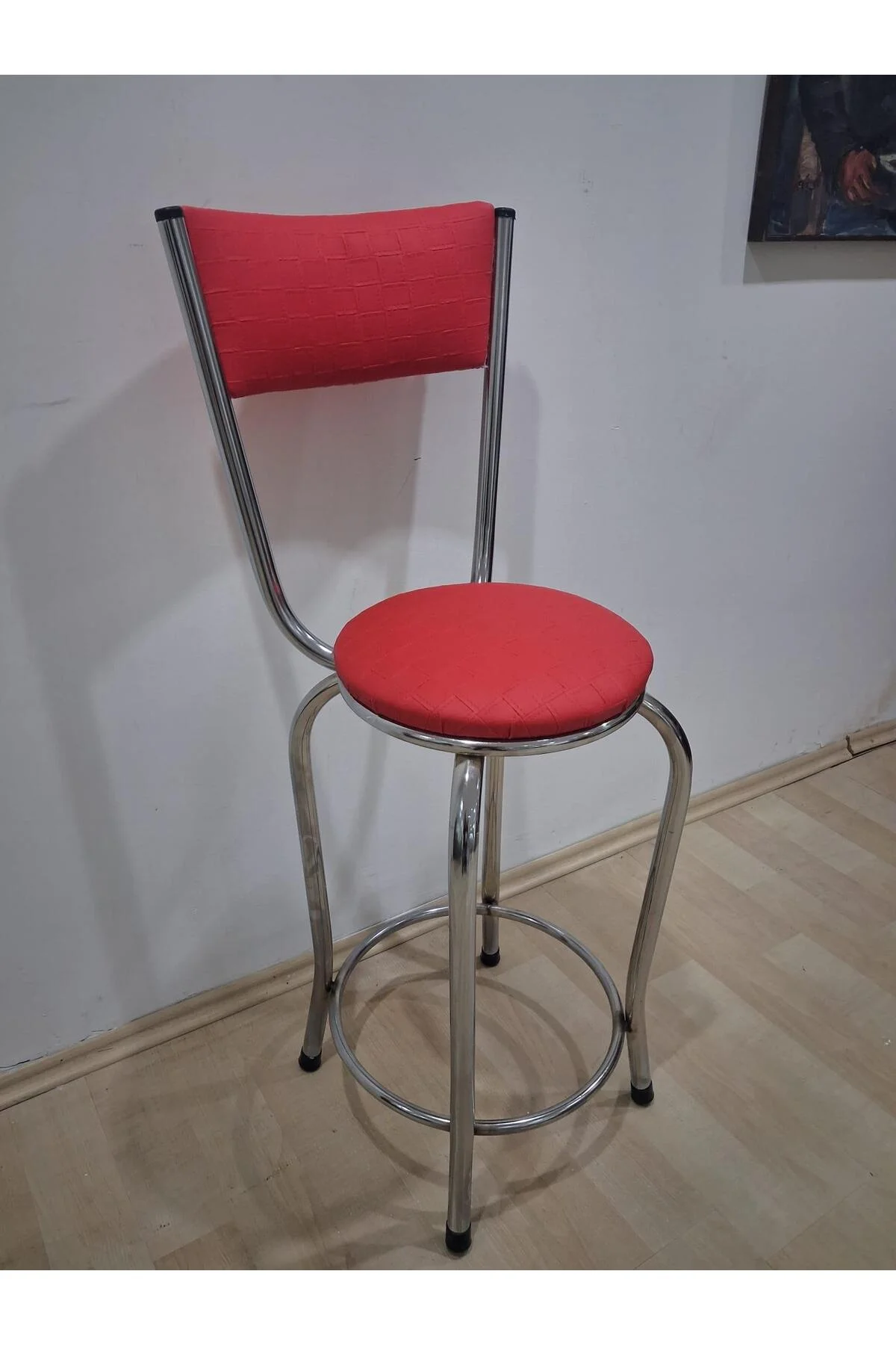 Sandalye Bar Tabure 90676 Model Kırmızı Suni Deri Döşem Metal Krom Kaplama 1 Adet Sandalye Bar Tabure 90676 Model Kırmızı Suni Deri Döşem Metal Krom Kaplama 1 Adet - Görsel 3