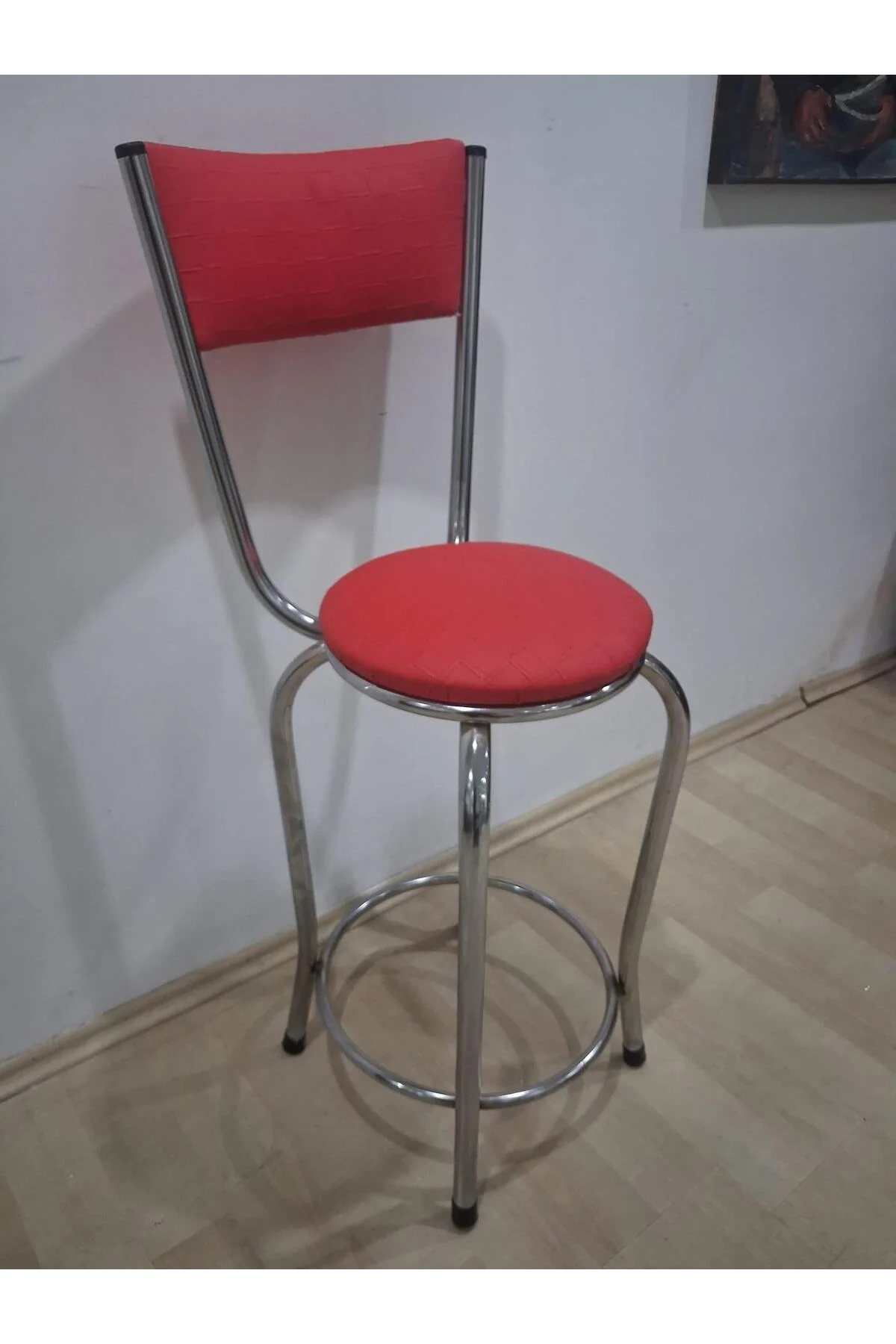 Sandalye Bar Tabure 90676 Model Kırmızı Suni Deri Döşem Metal Krom Kaplama 1 Adet Sandalye Bar Tabure 90676 Model Kırmızı Suni Deri Döşem Metal Krom Kaplama 1 Adet