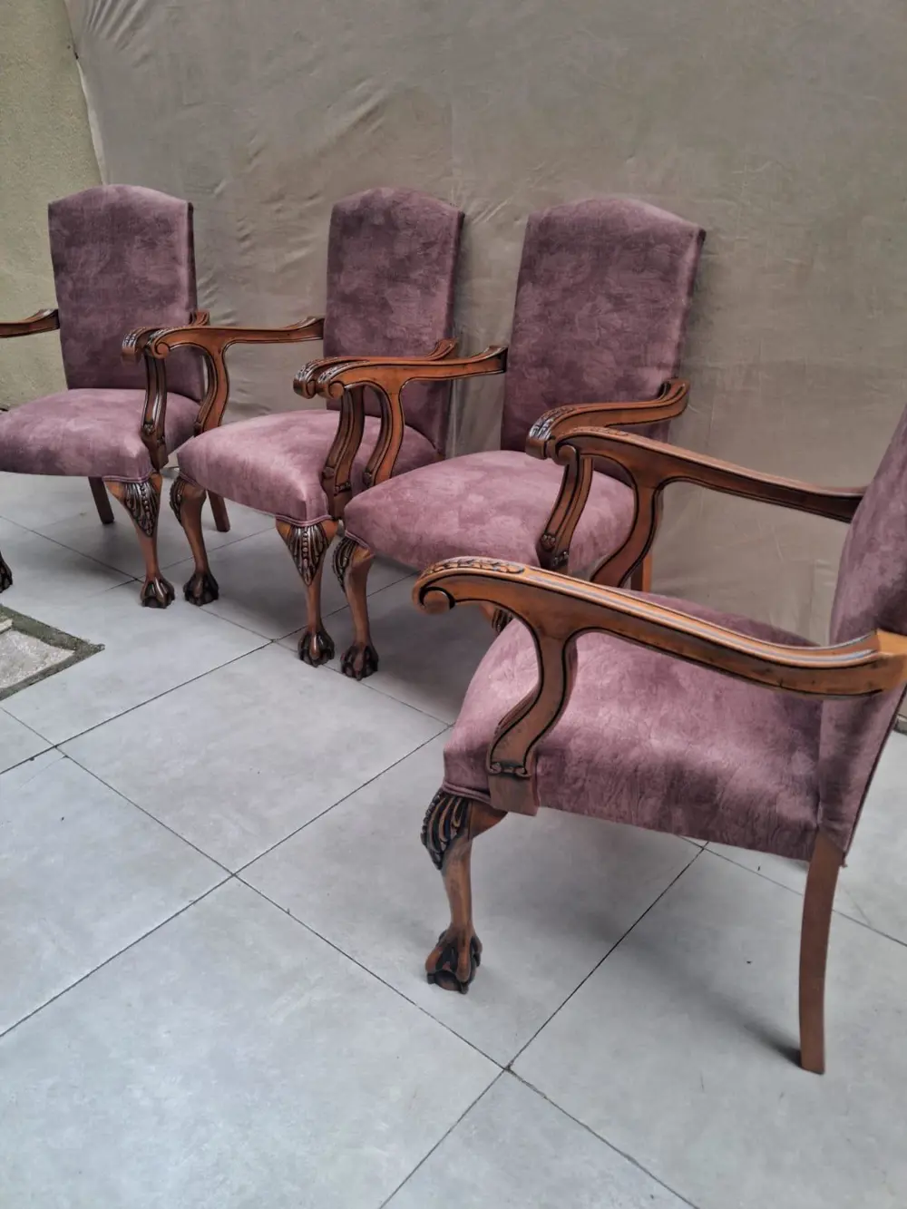 Sandalye Berjer Bengi 90620 Model Aslan Ayak  Oymalı Gölge Desen 