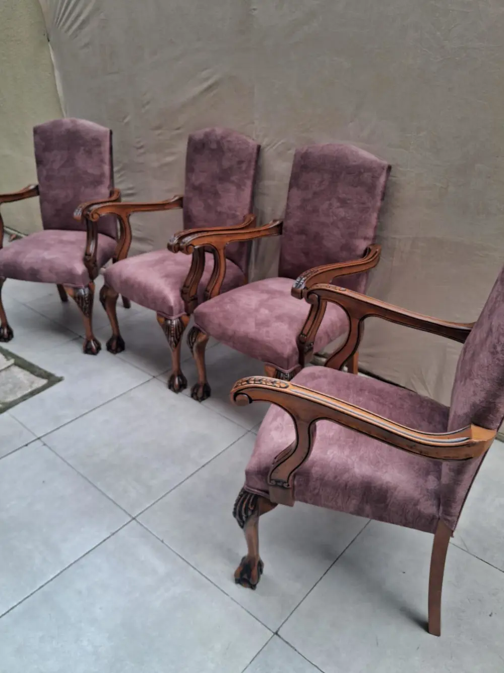 Sandalye Berjer Bengi 90620 Model Aslan Ayak  Oymalı Gölge Desen 