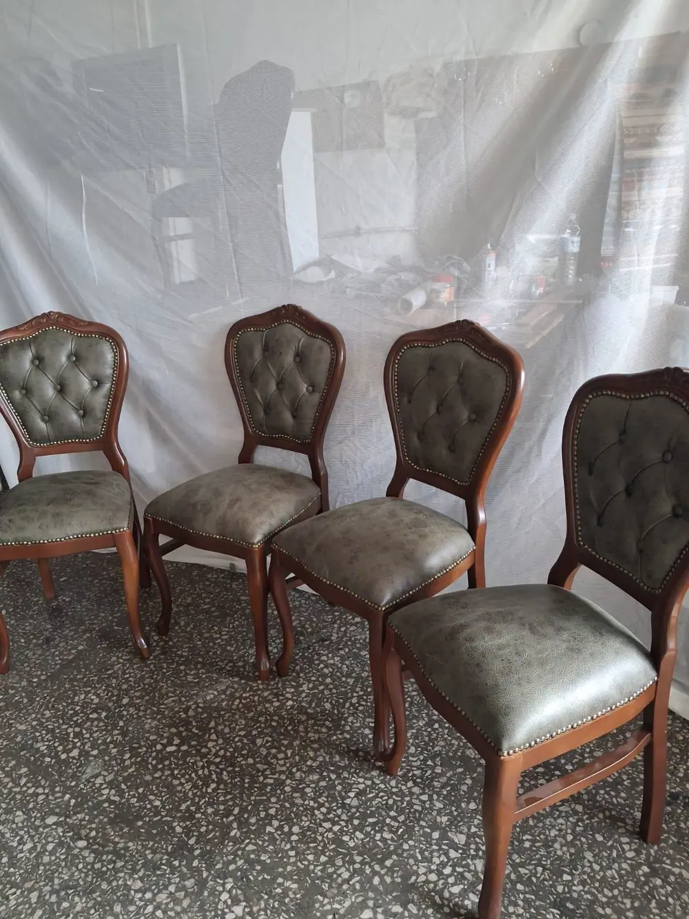 Sandalye  Klasik 90612 Model Kayın Aslan Ayak Ceviz Nubuk Kumaş 4