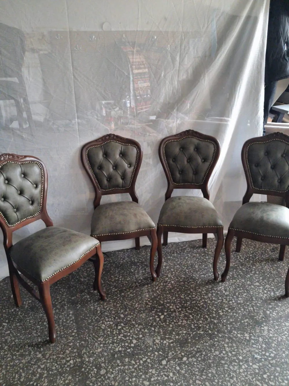 Sandalye  Klasik 90612 Model Kayın Aslan Ayak Ceviz Nubuk Kumaş 4