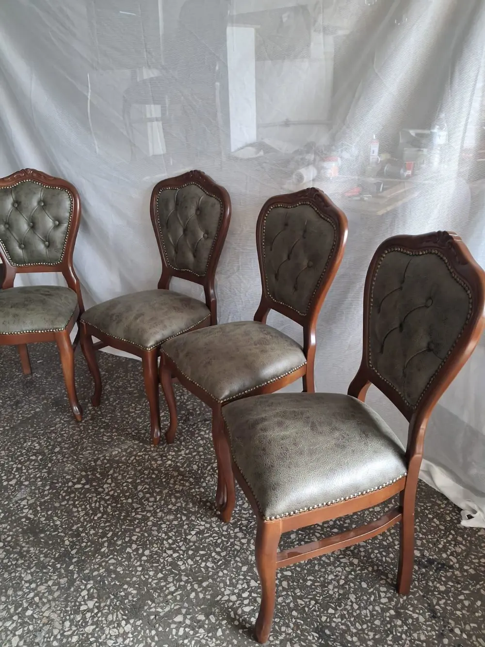 Sandalye  Klasik 90612 Model Kayın Aslan Ayak Ceviz Nubuk Kumaş 4