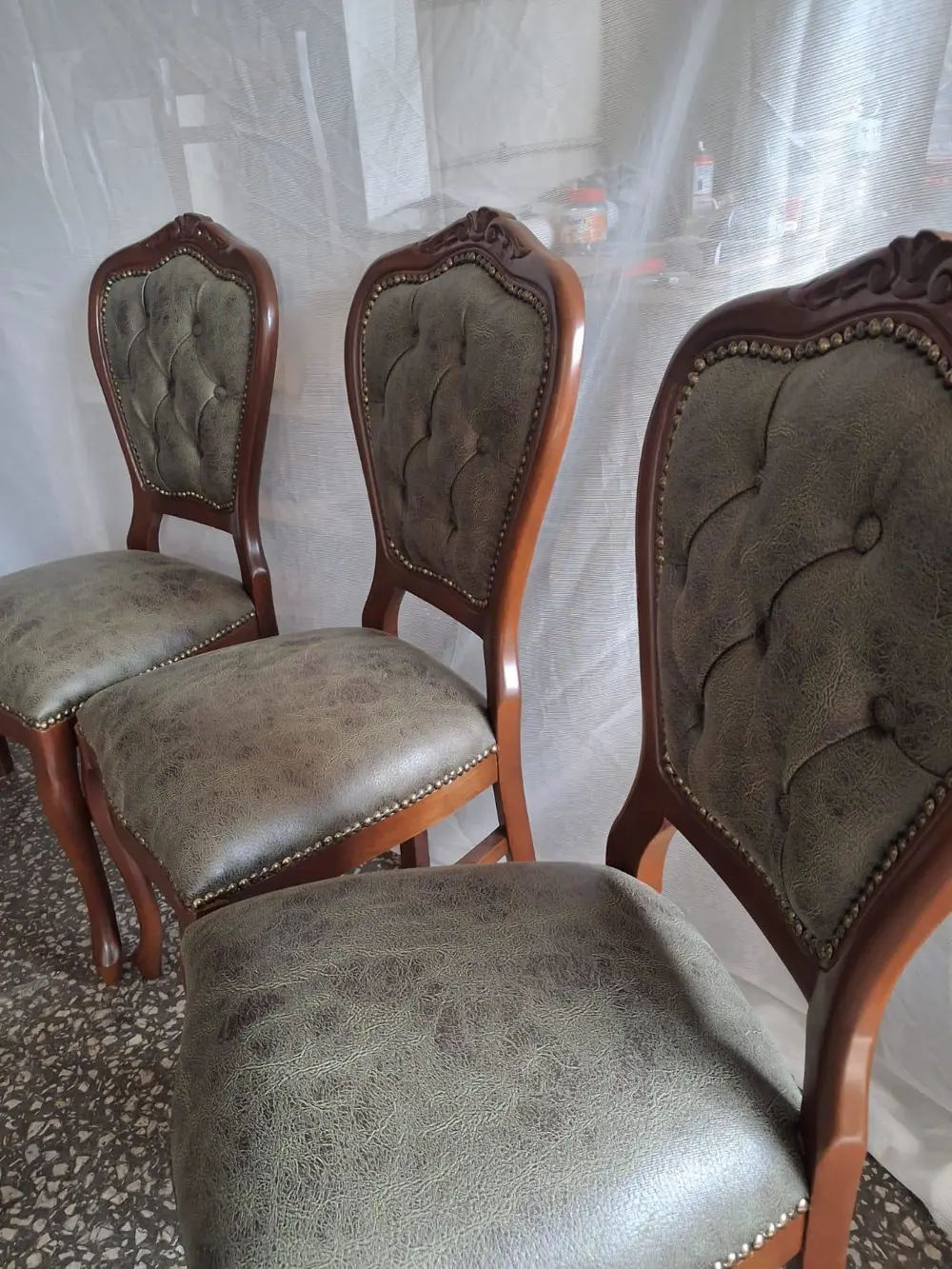 Sandalye  Klasik 90612 Model Kayın Aslan Ayak Ceviz Nubuk Kumaş 4