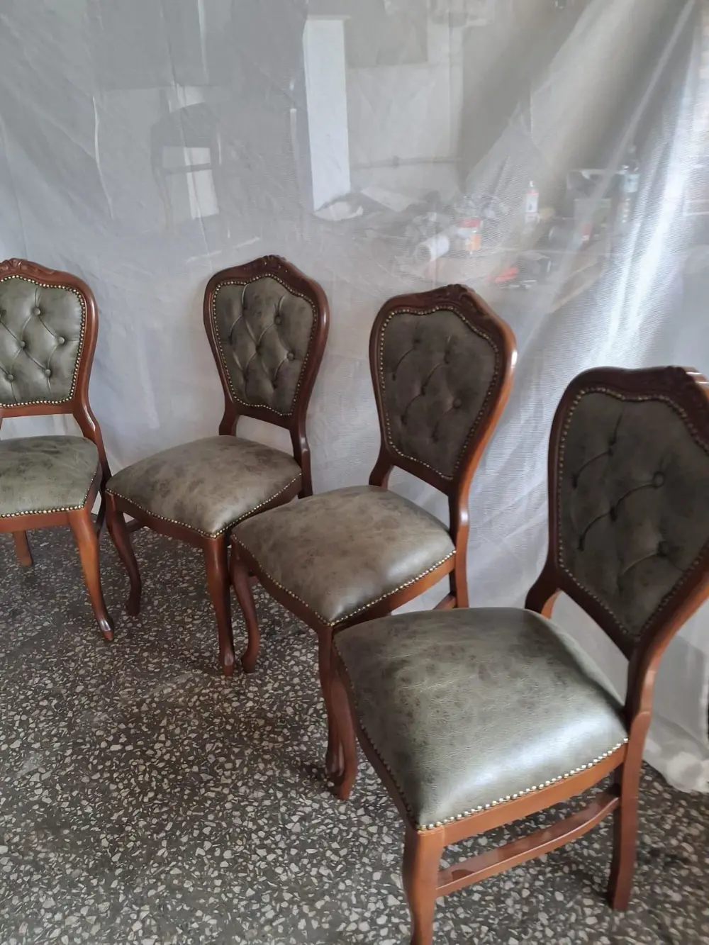 Sandalye  Klasik 90612 Model Kayın Aslan Ayak Ceviz Nubuk Kumaş 4