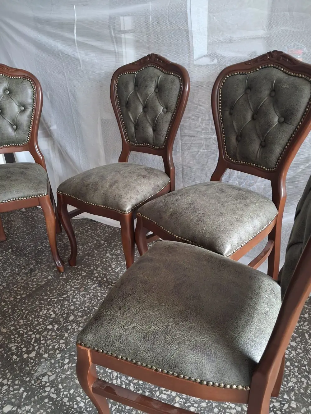 Sandalye  Klasik 90612 Model Kayın Aslan Ayak Ceviz Nubuk Kumaş 4