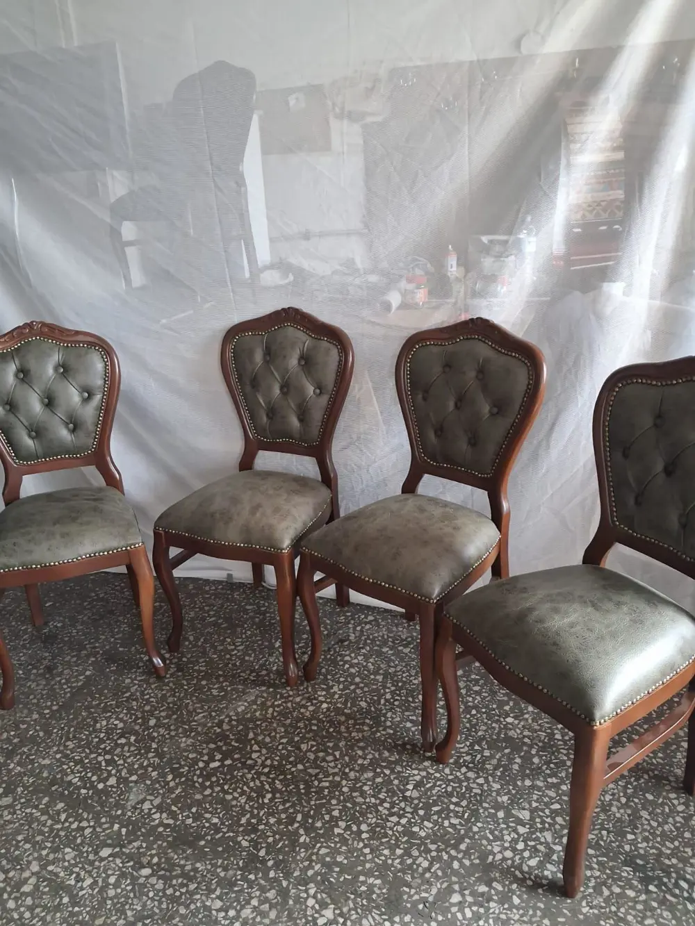 Sandalye  Klasik 90612 Model Kayın Aslan Ayak Ceviz Nubuk Kumaş 4
