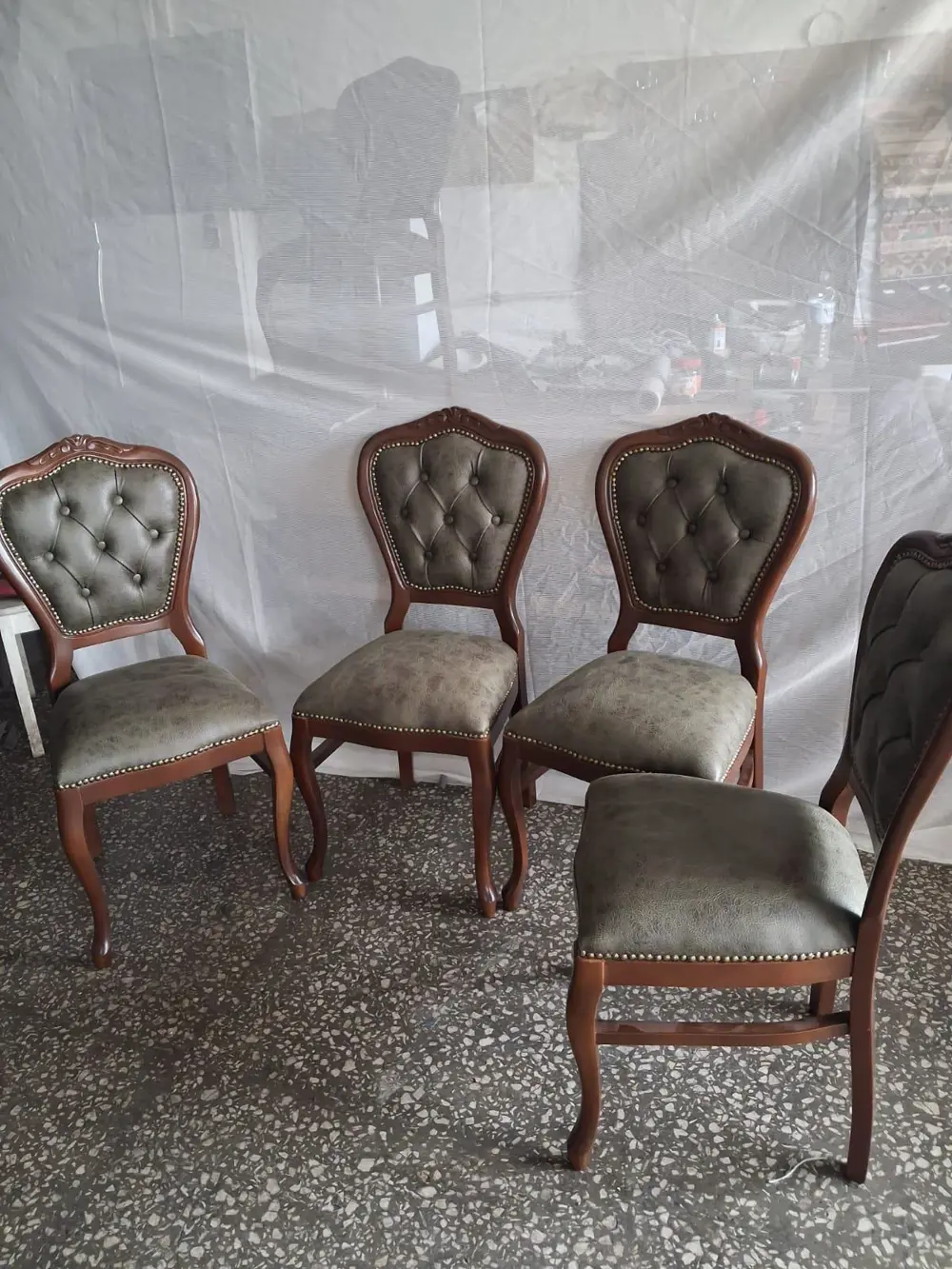 Sandalye  Klasik 90612 Model Kayın Aslan Ayak Ceviz Nubuk Kumaş 4
