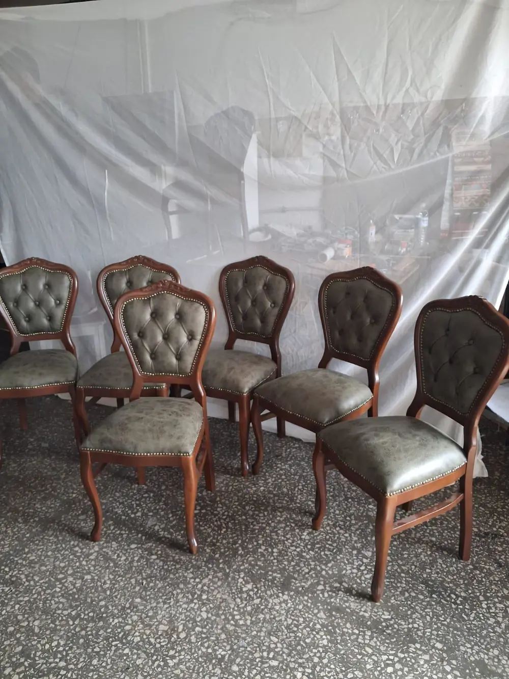 Sandalye  Klasik 90613 Model Kayın Aslan Ayak Ceviz Nubuk Kumaş 6