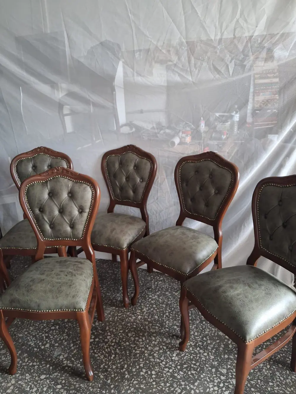 Sandalye  Klasik 90613 Model Kayın Aslan Ayak Ceviz Nubuk Kumaş 6