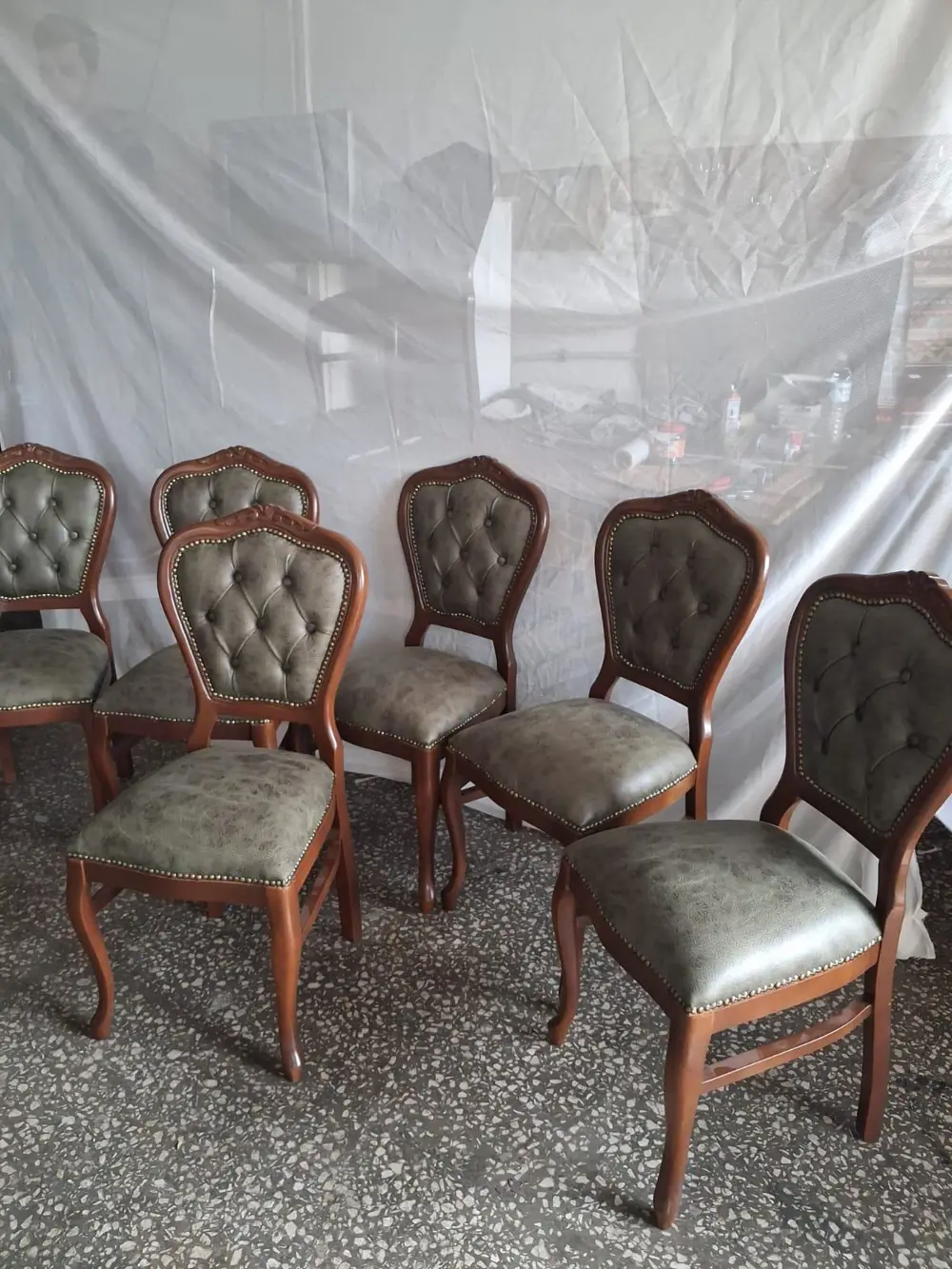 Sandalye  Klasik 90613 Model Kayın Aslan Ayak Ceviz Nubuk Kumaş 6