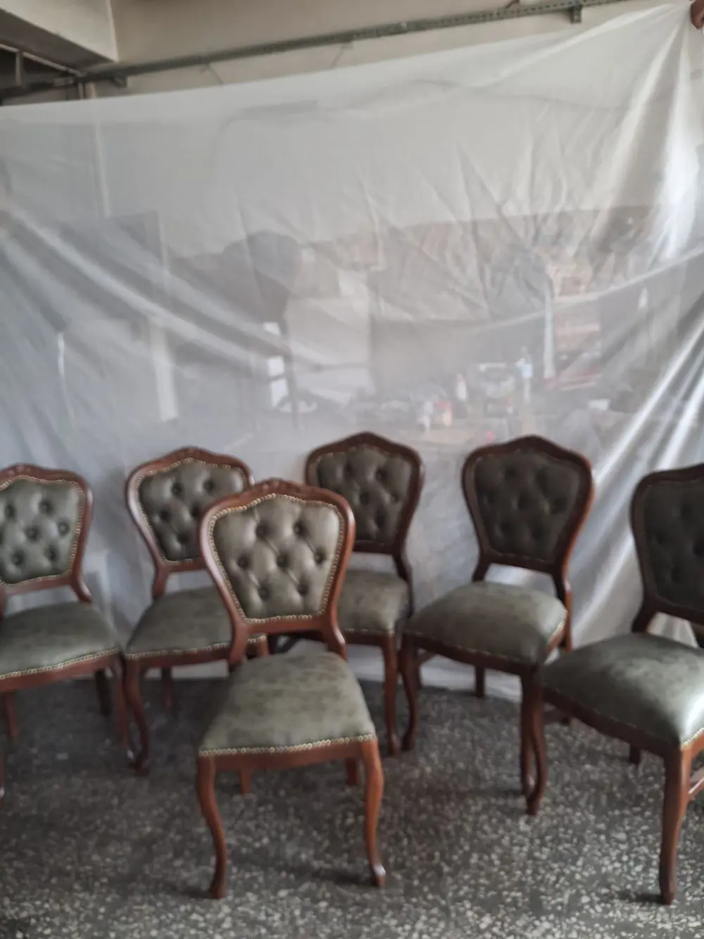 Sandalye  Klasik 90613 Model Kayın Aslan Ayak Ceviz Nubuk Kumaş 6