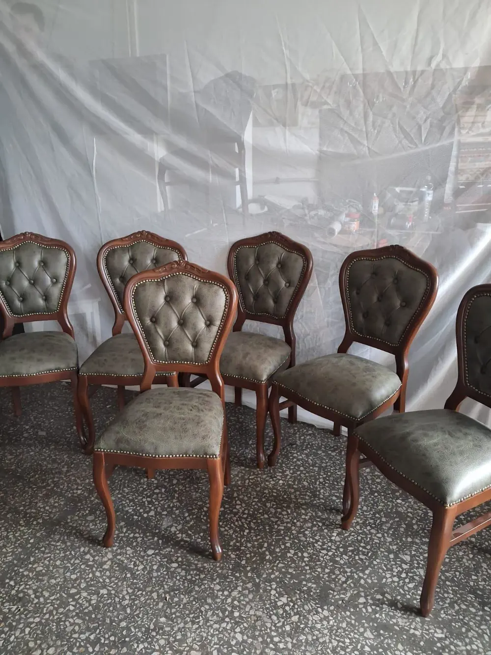 Sandalye  Klasik 90613 Model Kayın Aslan Ayak Ceviz Nubuk Kumaş 6