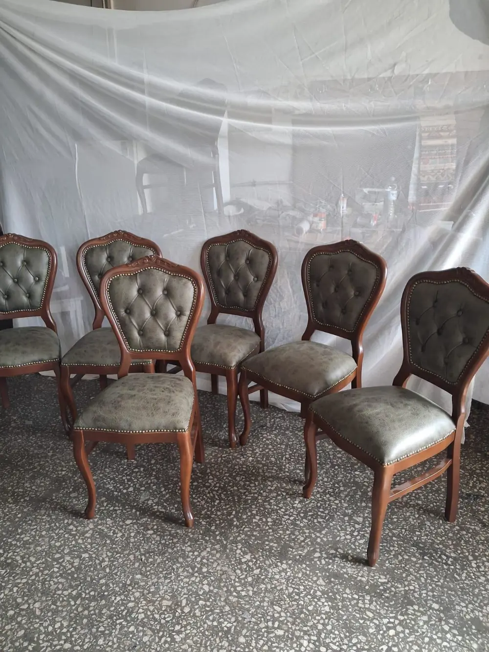 Sandalye  Klasik 90613 Model Kayın Aslan Ayak Ceviz Nubuk Kumaş 6