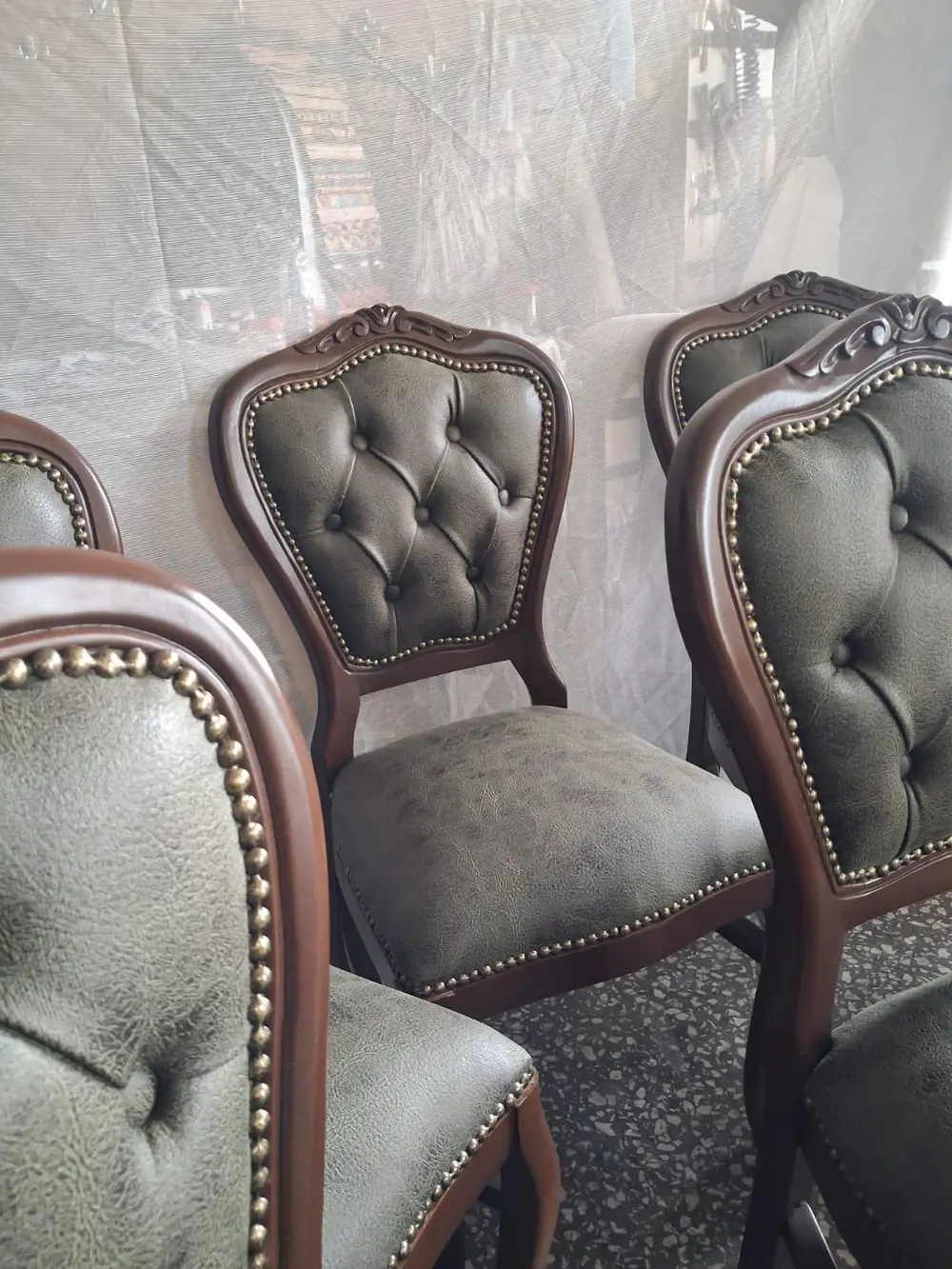 Sandalye  Klasik 90614 Model Kayın Aslan Ayak Ceviz Nubuk Kumaş 8