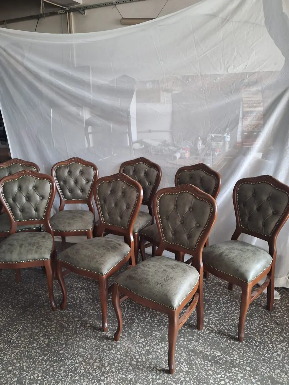 Sandalye  Klasik 90614 Model Kayın Aslan Ayak Ceviz Nubuk Kumaş 8