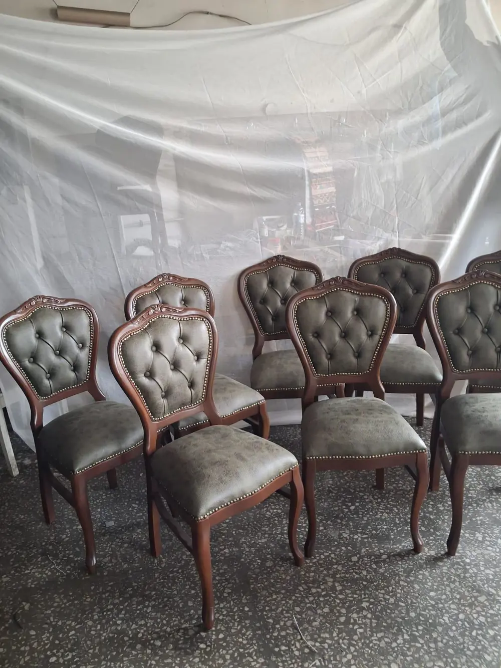 Sandalye  Klasik 90614 Model Kayın Aslan Ayak Ceviz Nubuk Kumaş 8