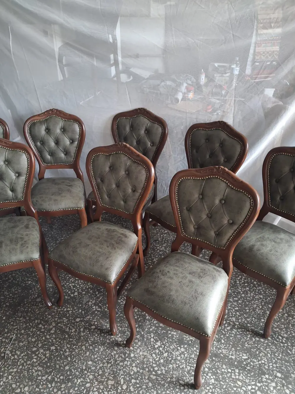 Sandalye  Klasik 90614 Model Kayın Aslan Ayak Ceviz Nubuk Kumaş 8