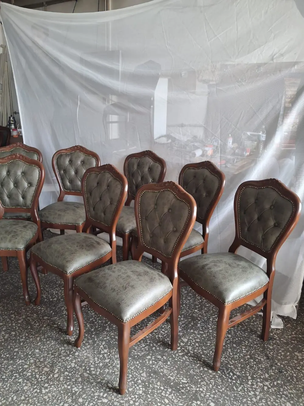 Sandalye  Klasik 90614 Model Kayın Aslan Ayak Ceviz Nubuk Kumaş 8