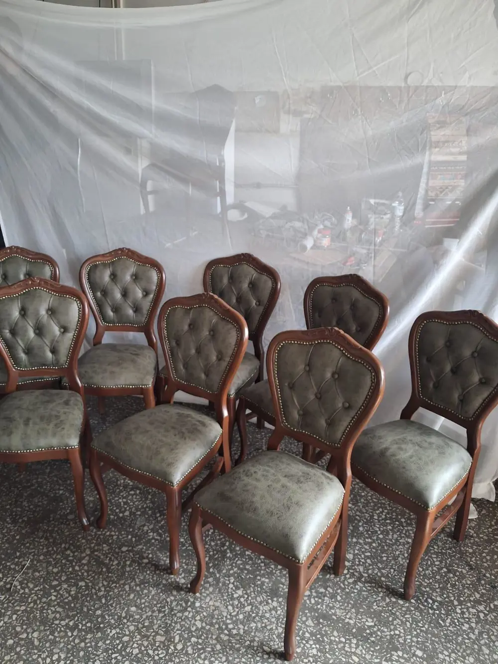 Sandalye  Klasik 90614 Model Kayın Aslan Ayak Ceviz Nubuk Kumaş 8