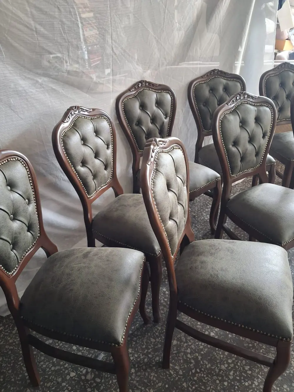 Sandalye  Klasik 90614 Model Kayın Aslan Ayak Ceviz Nubuk Kumaş 8