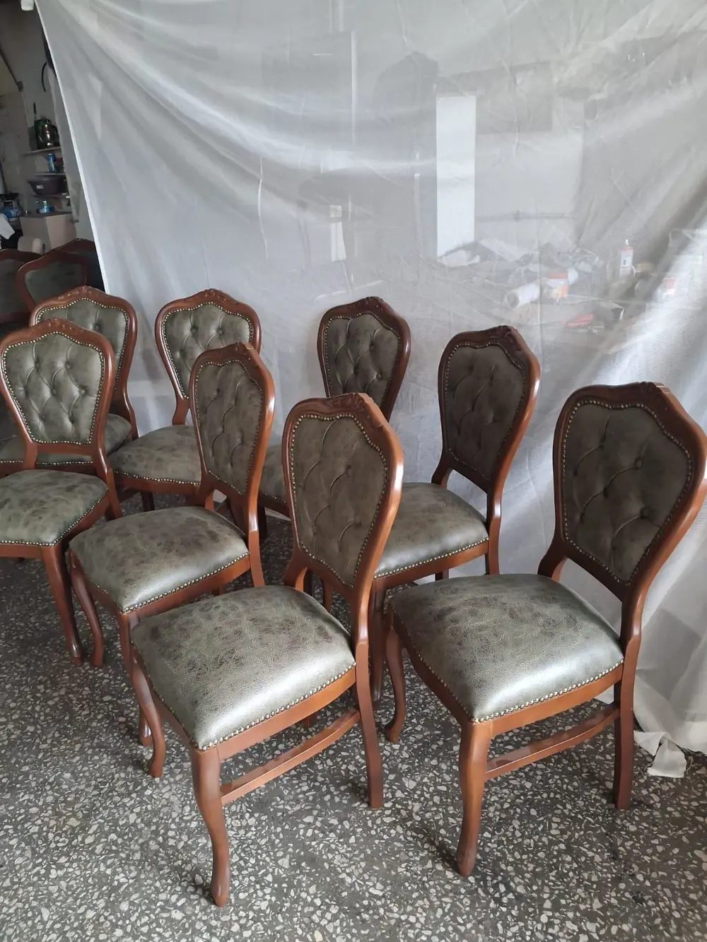 Sandalye  Klasik 90614 Model Kayın Aslan Ayak Ceviz Nubuk Kumaş 8