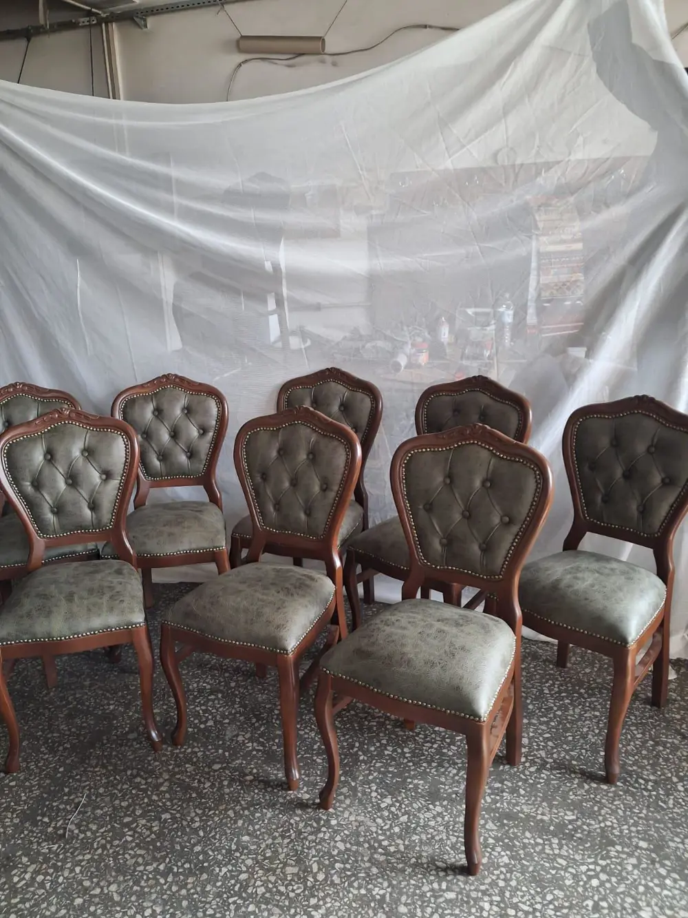 Sandalye  Klasik 90614 Model Kayın Aslan Ayak Ceviz Nubuk Kumaş 8