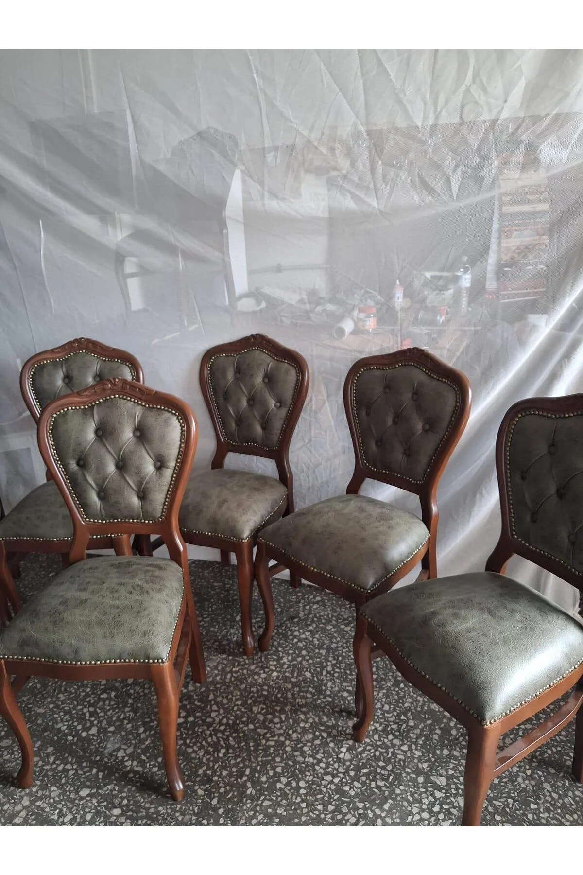 Sandalye Klasik 90613 Model Kayın Aslan Ayak Ceviz Nubuk Kumaş 6 Adet El Yapım Sandalye Klasik 90613 Model Kayın Aslan Ayak Ceviz Nubuk Kumaş 6 Adet El Yapım - Görsel 8