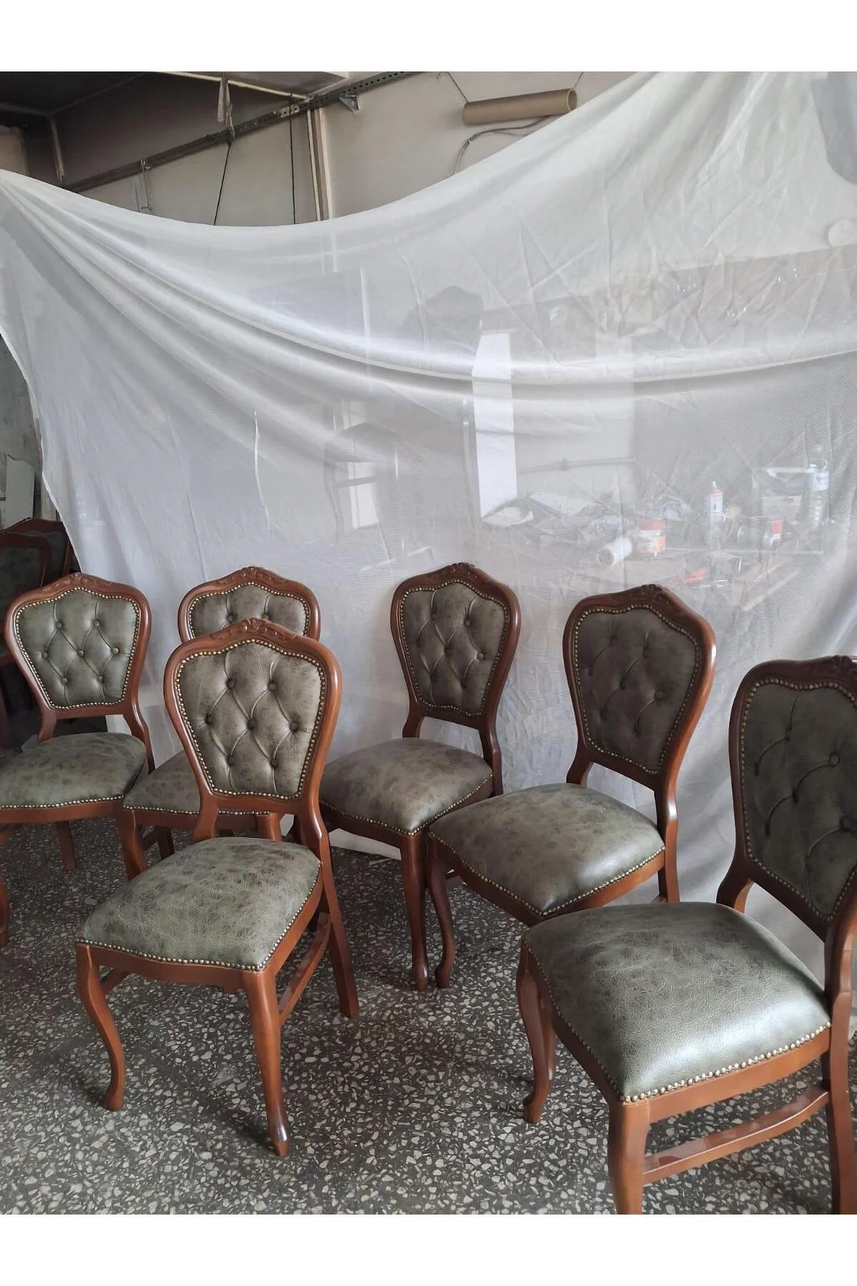 Sandalye Klasik 90613 Model Kayın Aslan Ayak Ceviz Nubuk Kumaş 6 Adet El Yapım Sandalye Klasik 90613 Model Kayın Aslan Ayak Ceviz Nubuk Kumaş 6 Adet El Yapım - Görsel 5
