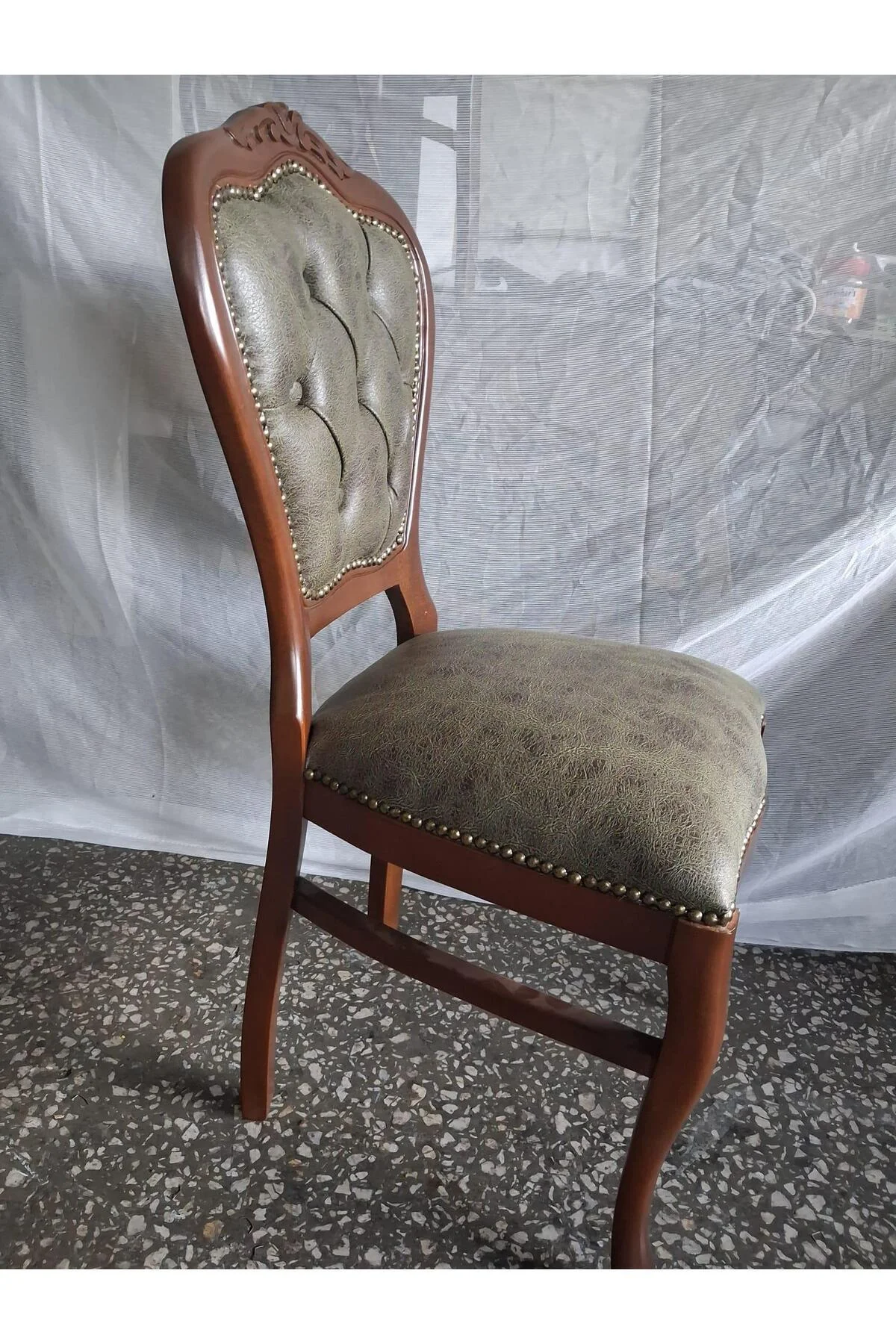 Sandalye Klasik 90611 Model Kayın Aslan Ayak Ceviz Nubuk Kumaş 1 Adet El Yapım Sandalye Klasik 90611 Model Kayın Aslan Ayak Ceviz Nubuk Kumaş 1 Adet El Yapım - Görsel 6
