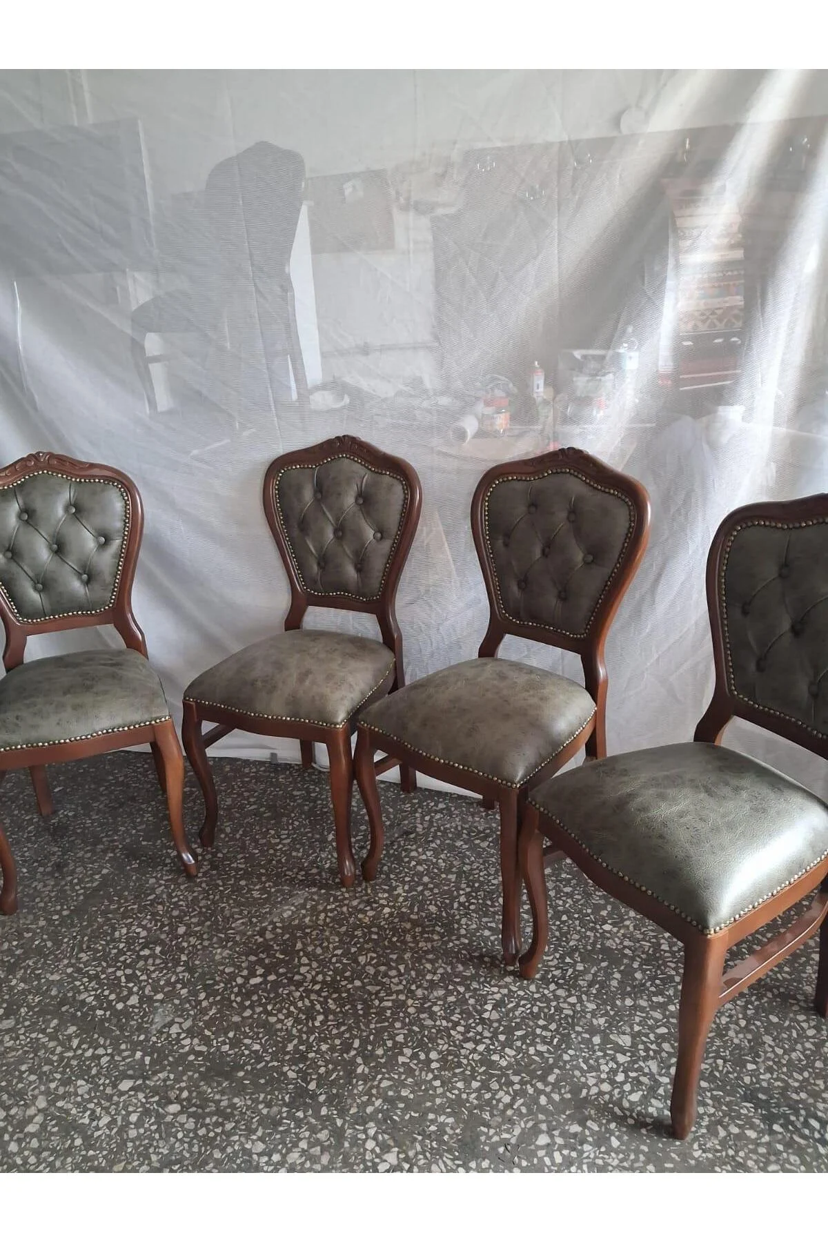 Sandalye Klasik 90612 Model Kayın Aslan Ayak Ceviz Nubuk Kumaş 4 Adet El Yapım Sandalye Klasik 90612 Model Kayın Aslan Ayak Ceviz Nubuk Kumaş 4 Adet El Yapım - Görsel 7