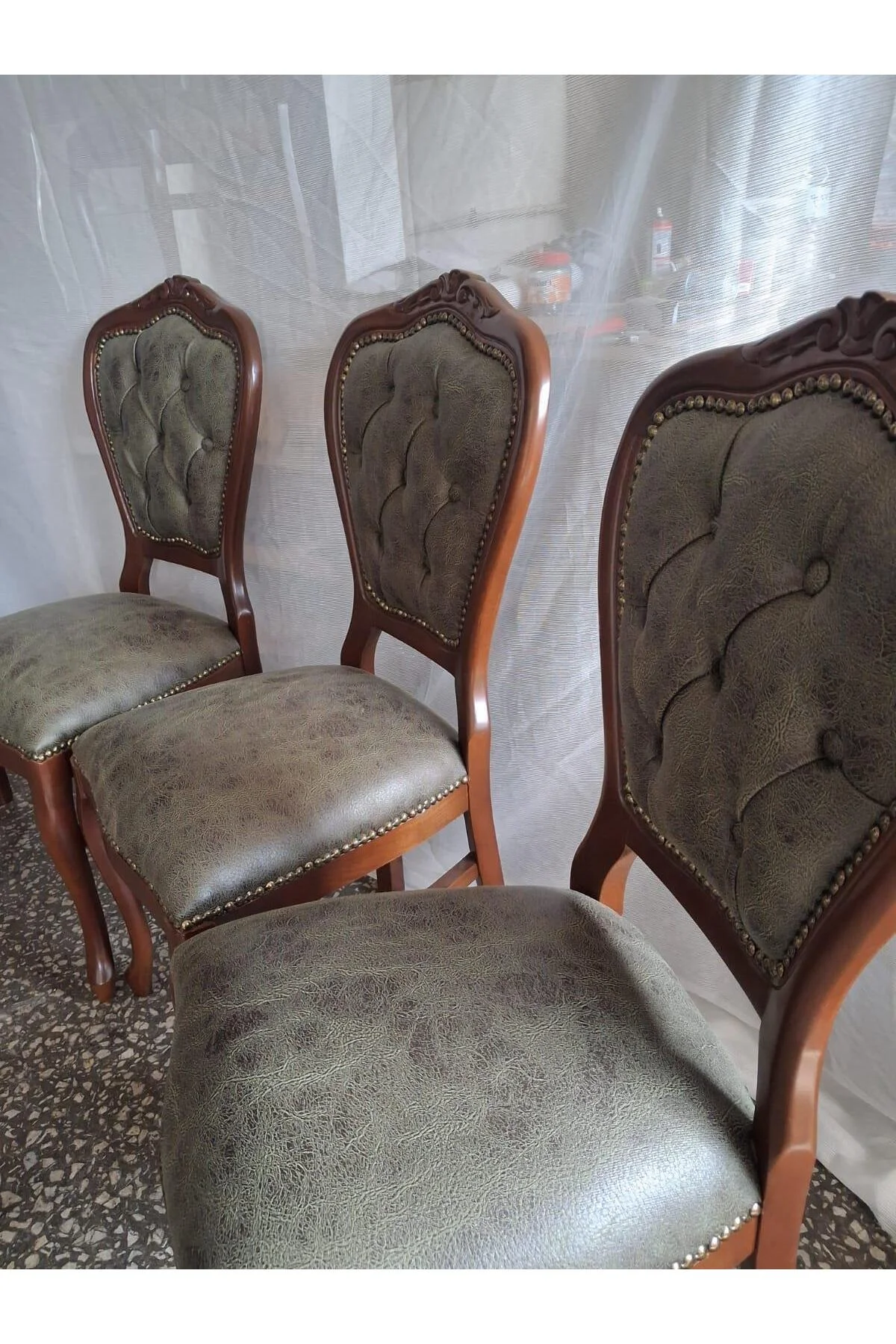Sandalye Klasik 90612 Model Kayın Aslan Ayak Ceviz Nubuk Kumaş 4 Adet El Yapım Sandalye Klasik 90612 Model Kayın Aslan Ayak Ceviz Nubuk Kumaş 4 Adet El Yapım - Görsel 8