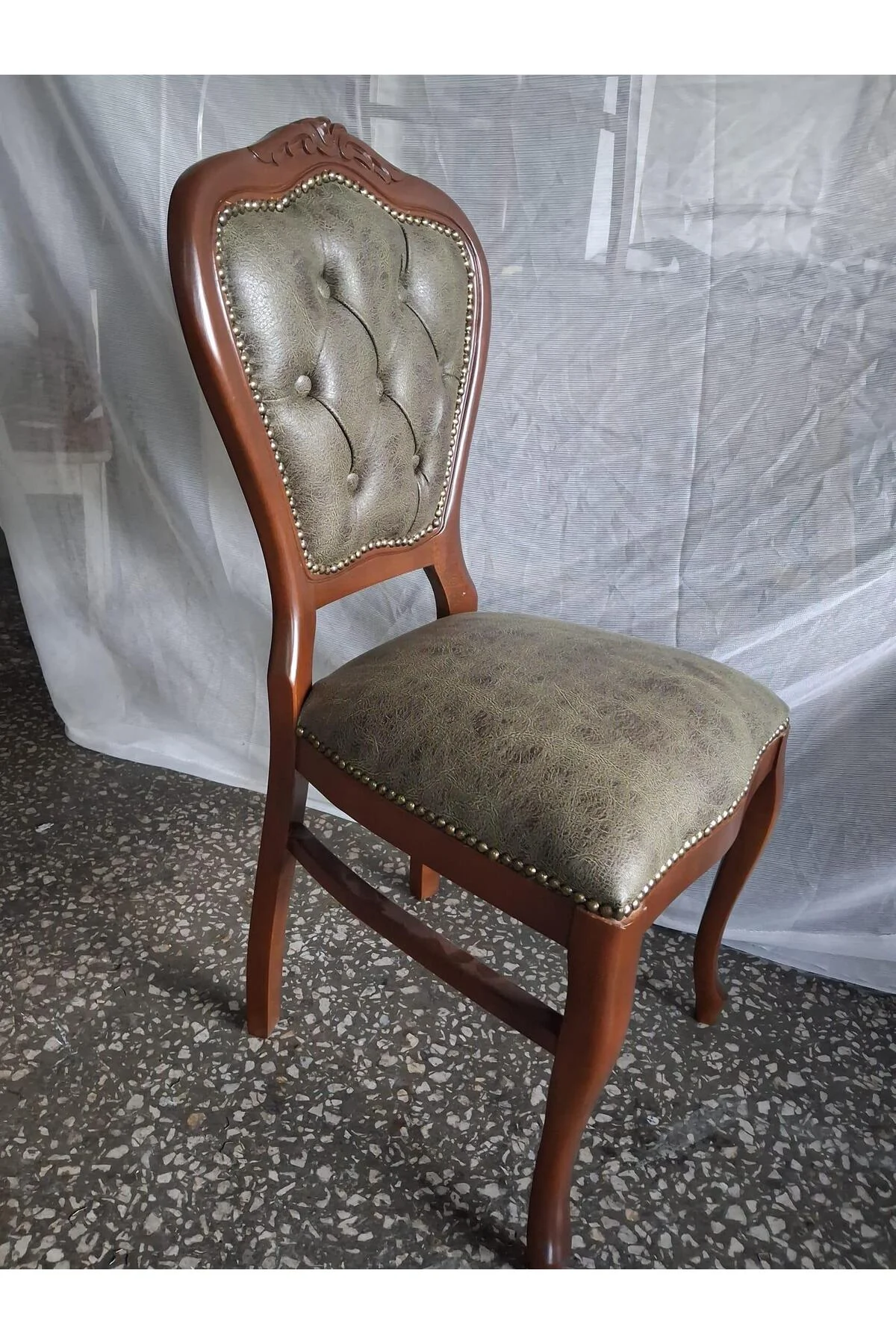 Sandalye Klasik 90611 Model Kayın Aslan Ayak Ceviz Nubuk Kumaş 1 Adet El Yapım Sandalye Klasik 90611 Model Kayın Aslan Ayak Ceviz Nubuk Kumaş 1 Adet El Yapım - Görsel 7