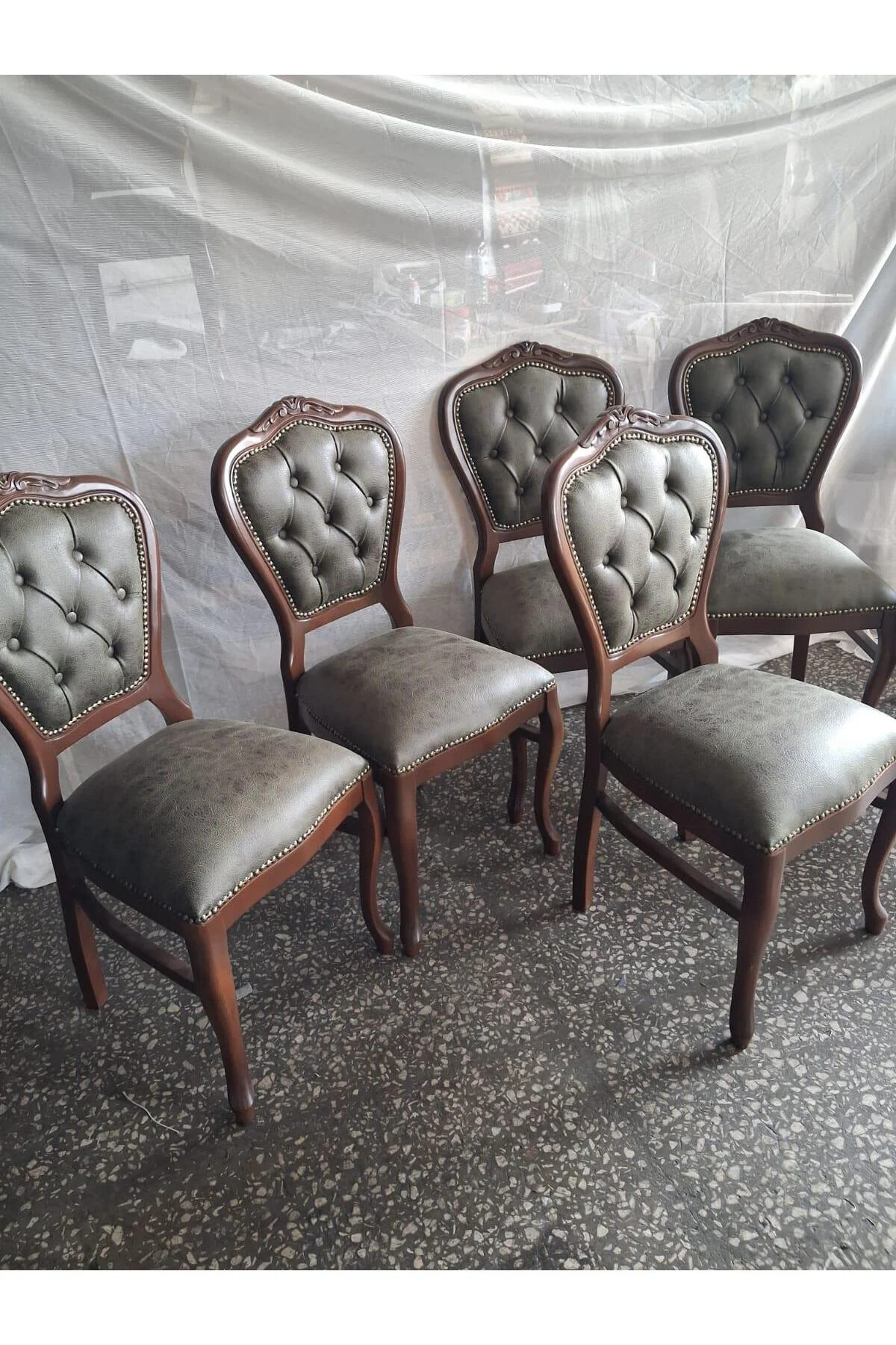 Sandalye Klasik 90613 Model Kayın Aslan Ayak Ceviz Nubuk Kumaş 6 Adet El Yapım Sandalye Klasik 90613 Model Kayın Aslan Ayak Ceviz Nubuk Kumaş 6 Adet El Yapım - Görsel 7
