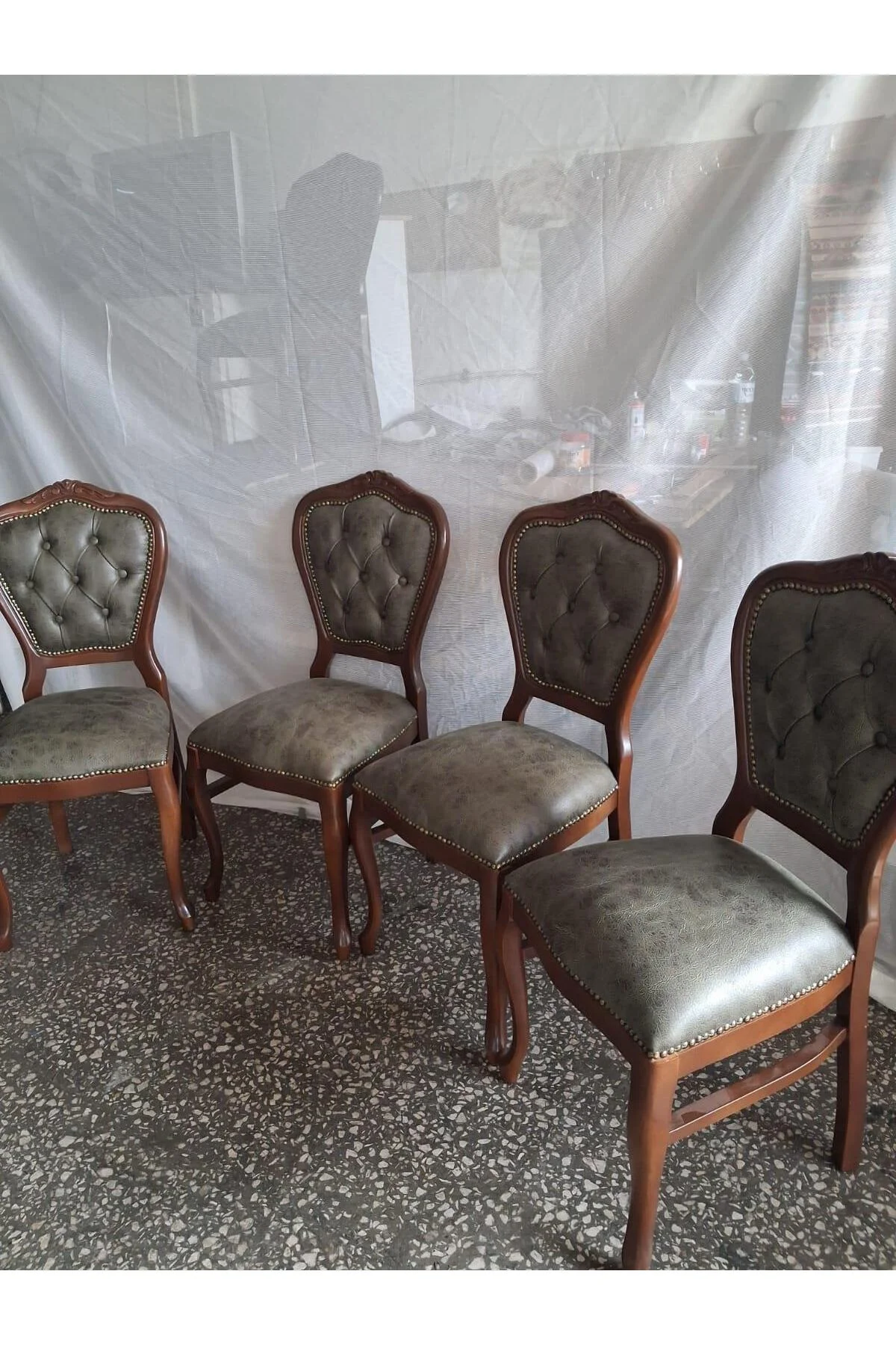 Sandalye Klasik 90612 Model Kayın Aslan Ayak Ceviz Nubuk Kumaş 4 Adet El Yapım Sandalye Klasik 90612 Model Kayın Aslan Ayak Ceviz Nubuk Kumaş 4 Adet El Yapım - Görsel 6