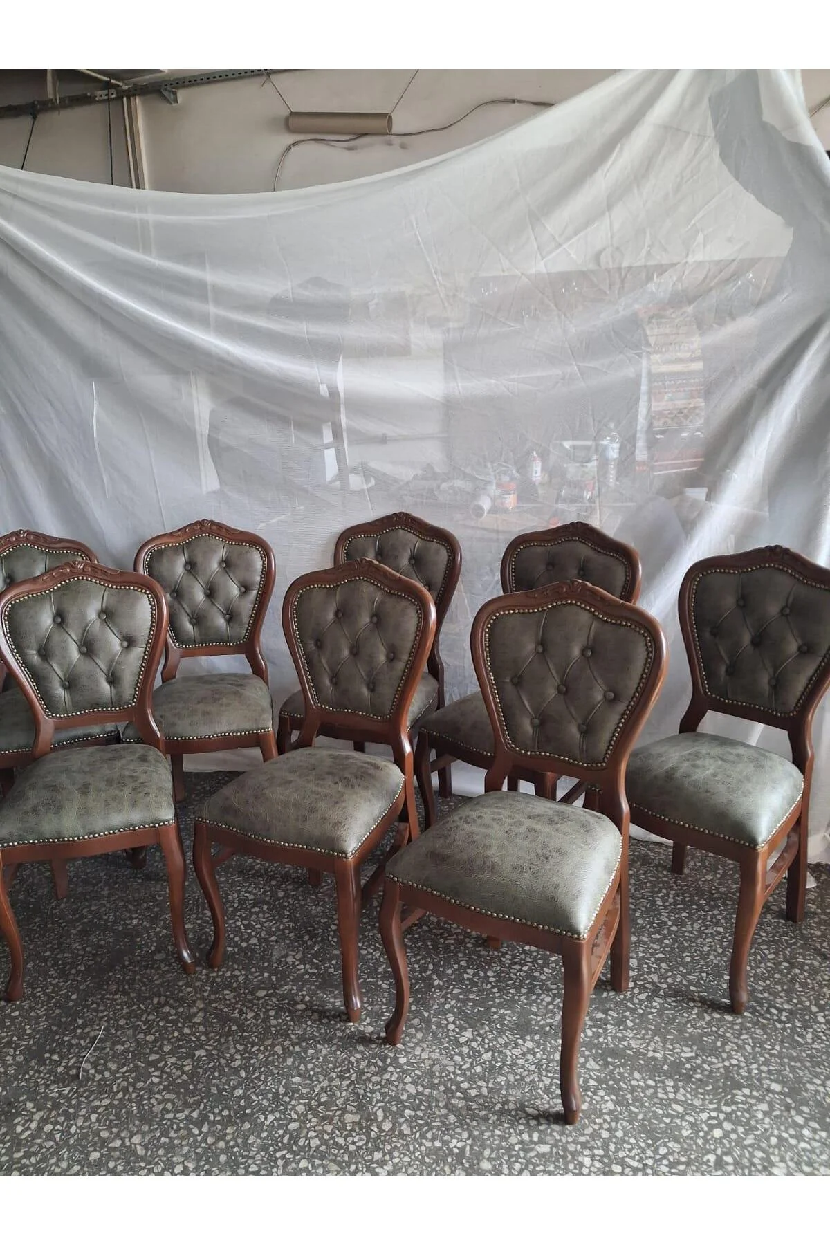 Sandalye Klasik 90614 Model Kayın Aslan Ayak Ceviz Nubuk Kumaş 8 Adet El Yapım Sandalye Klasik 90614 Model Kayın Aslan Ayak Ceviz Nubuk Kumaş 8 Adet El Yapım - Görsel 6