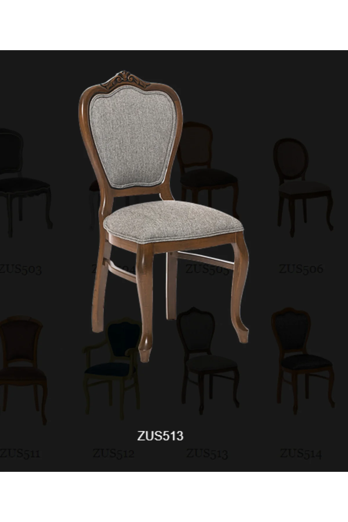 Sandalye ST 14198 Zus2154 AVANGART Klasik Aslan Ayak Oyma Örgü Kırçıl GRİ Kumş - Görsel 3