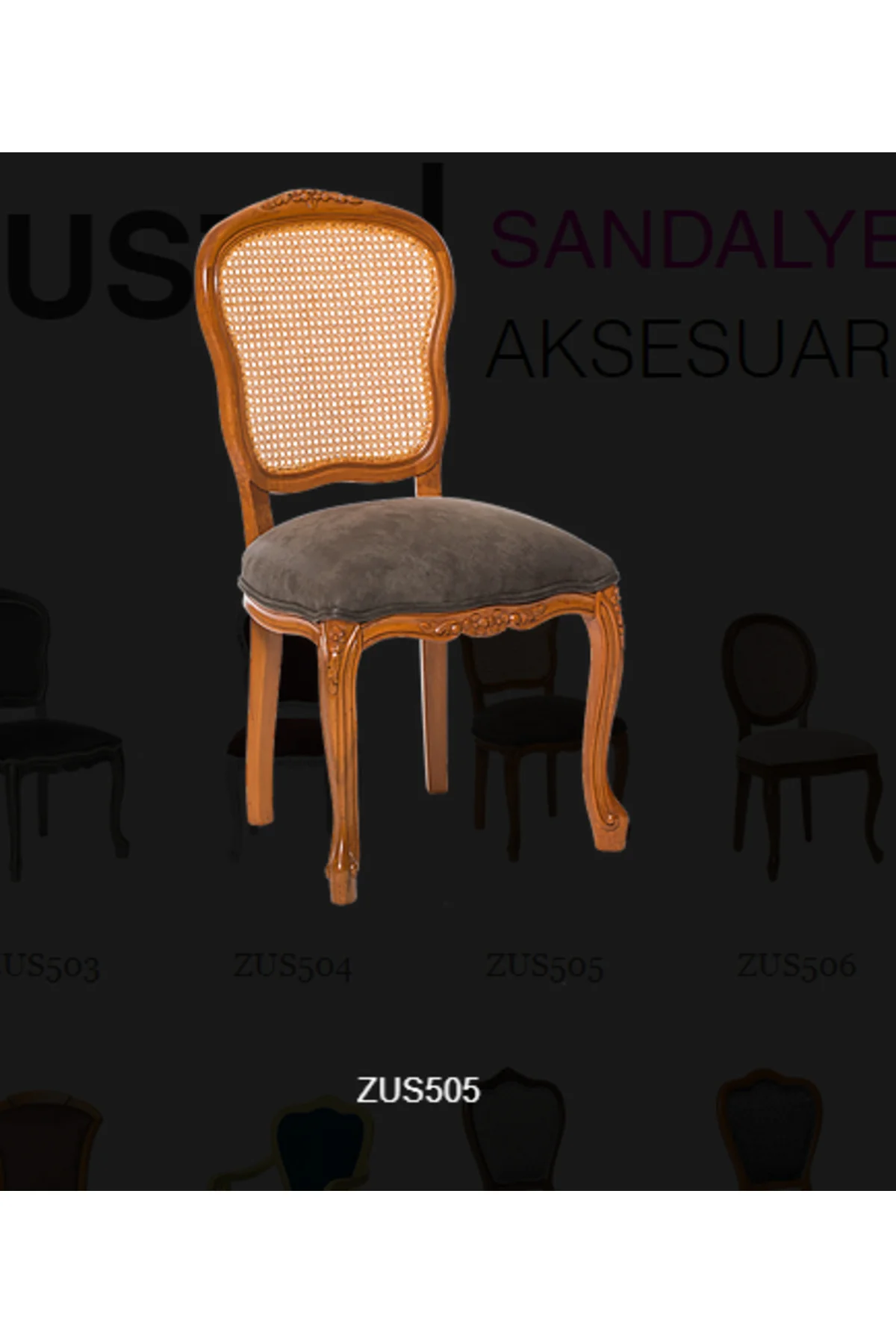 Sandalye ST 14201 Zus2141-024 HASIR SIRT AVANGART Aslan ayak Antrasit El Yapı - Görsel 3
