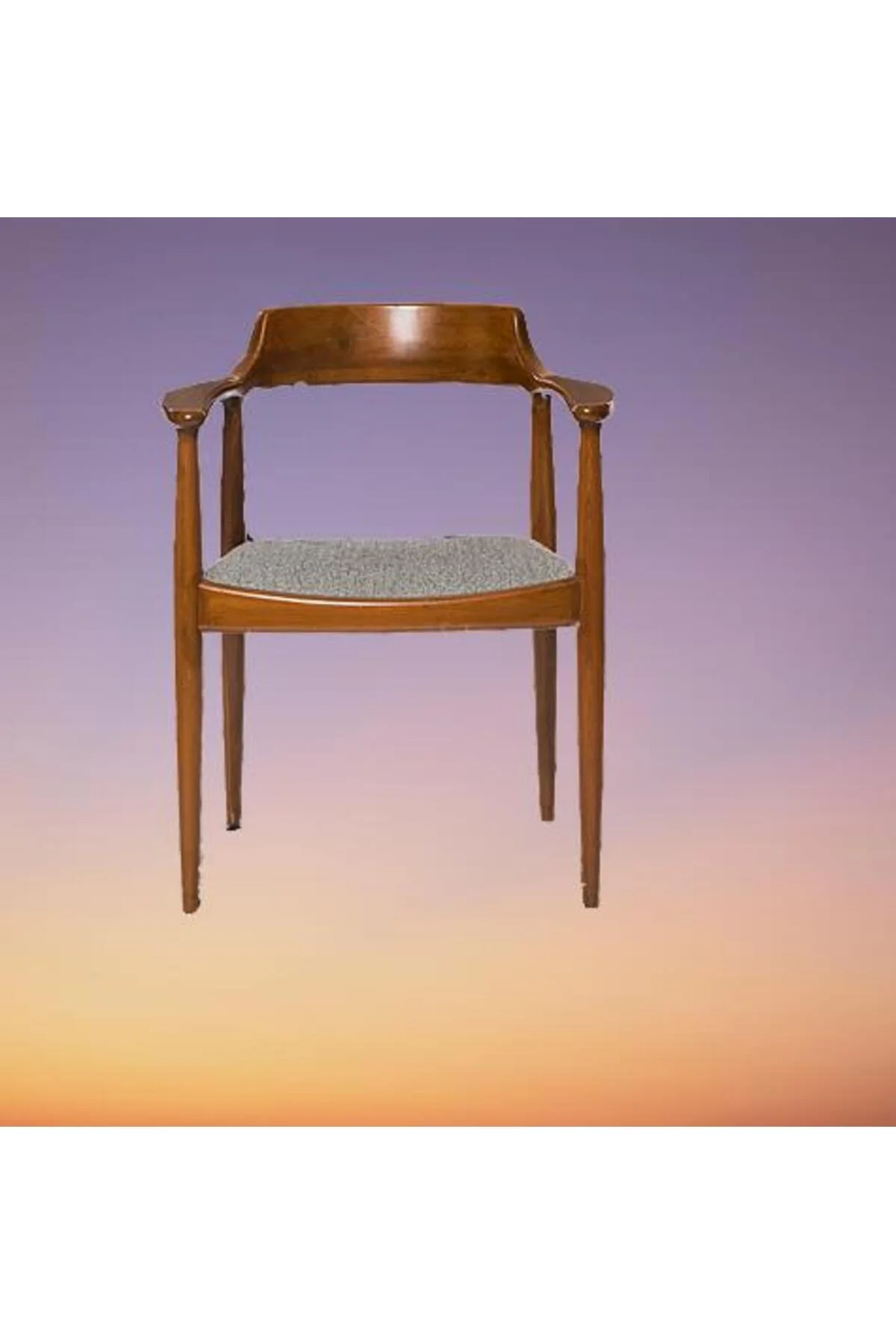 Sandalye ST 14220 Zus138 TAM EĞİKKOLÇAK Kayın RETRO Parlak Ceviz keten kumaş - Görsel 6